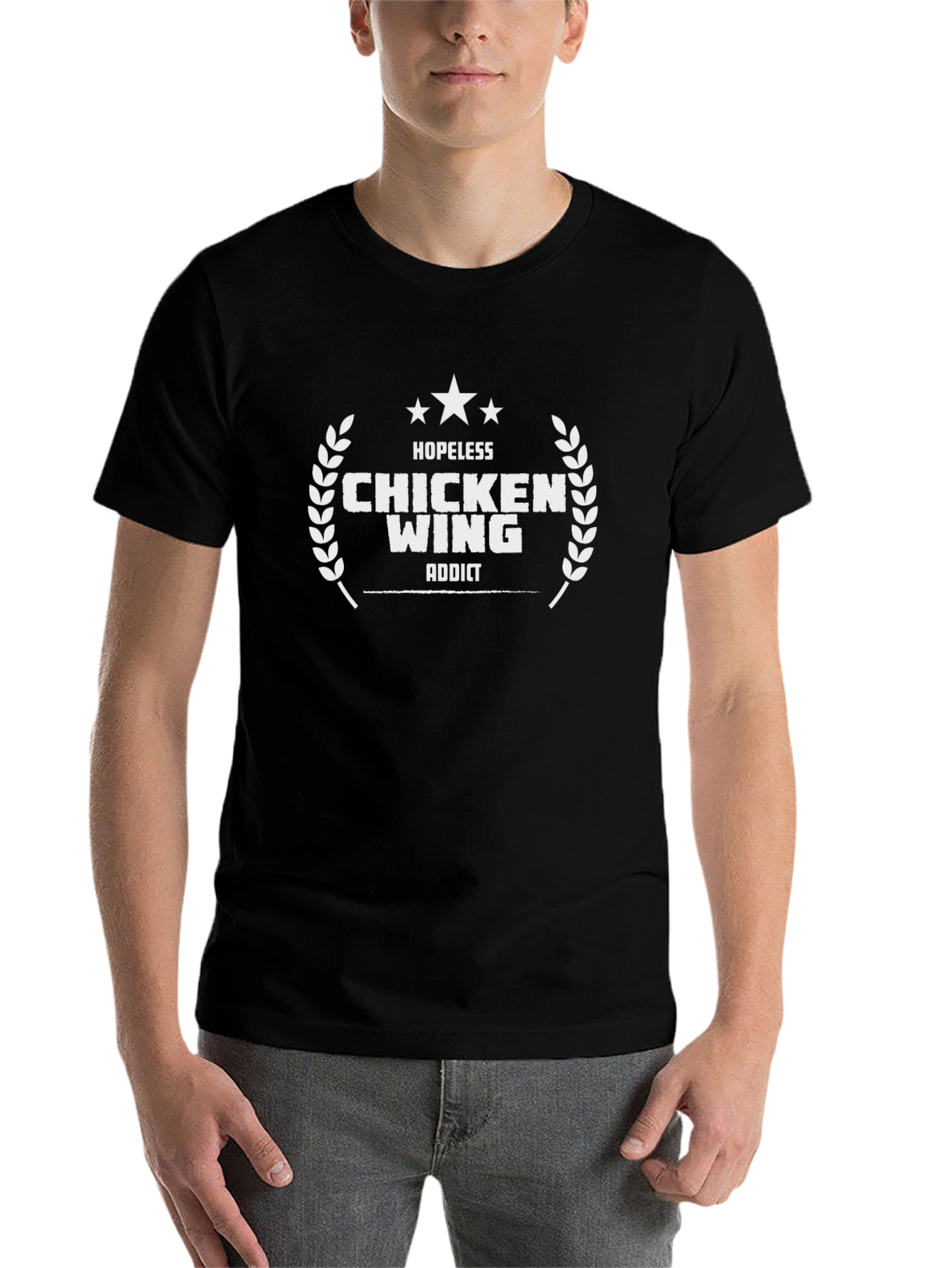 Black Chicken Wing Addict Black Graphic Tee view 7