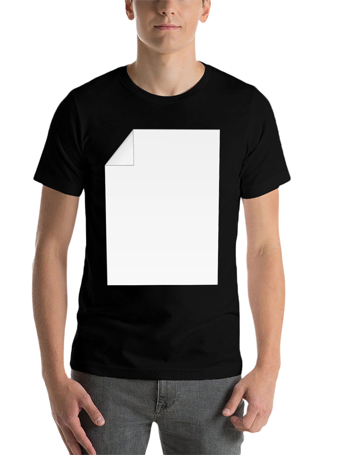 Black Men's Black Tee with Customizable Graphic view 7