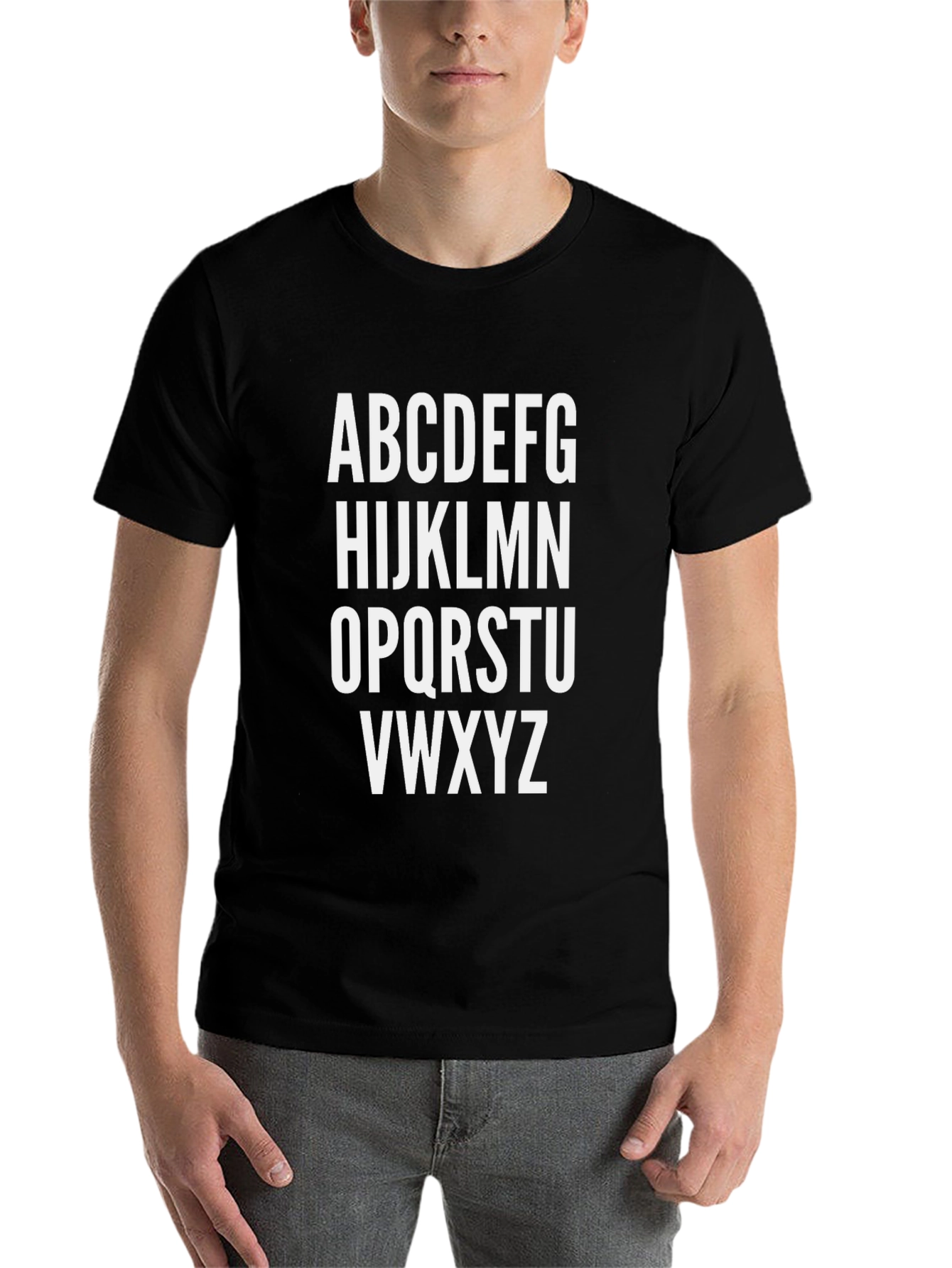 Black Alphabet Letter Print Crew Neck T-Shirt view 7