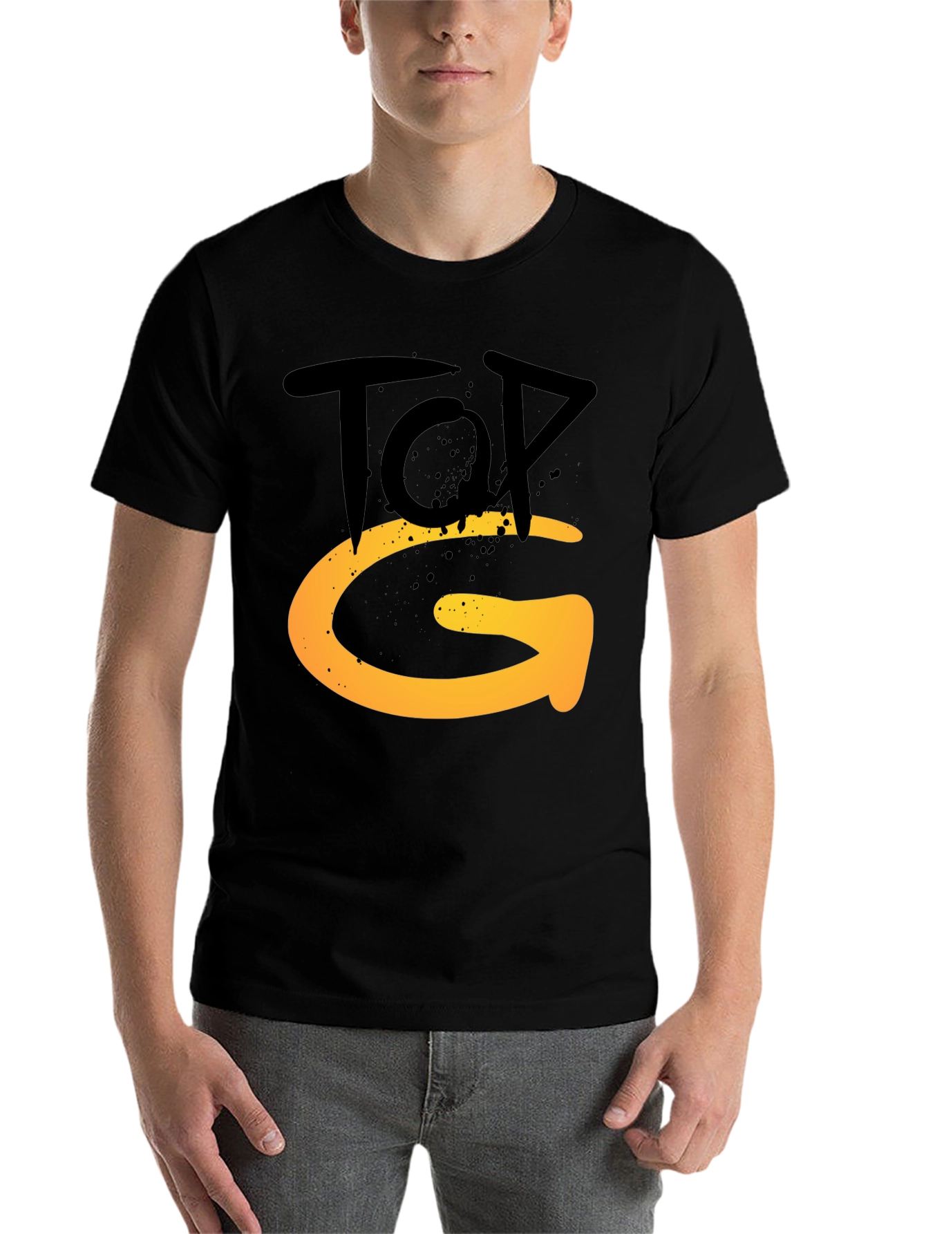 Black Top G Graphic Tee - Stylish Men's Black T-Shirt view 7