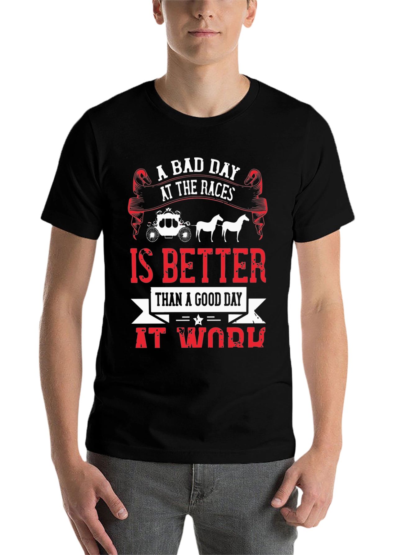 Black A Bad Day At The Races Men's Graphic Tee view 7
