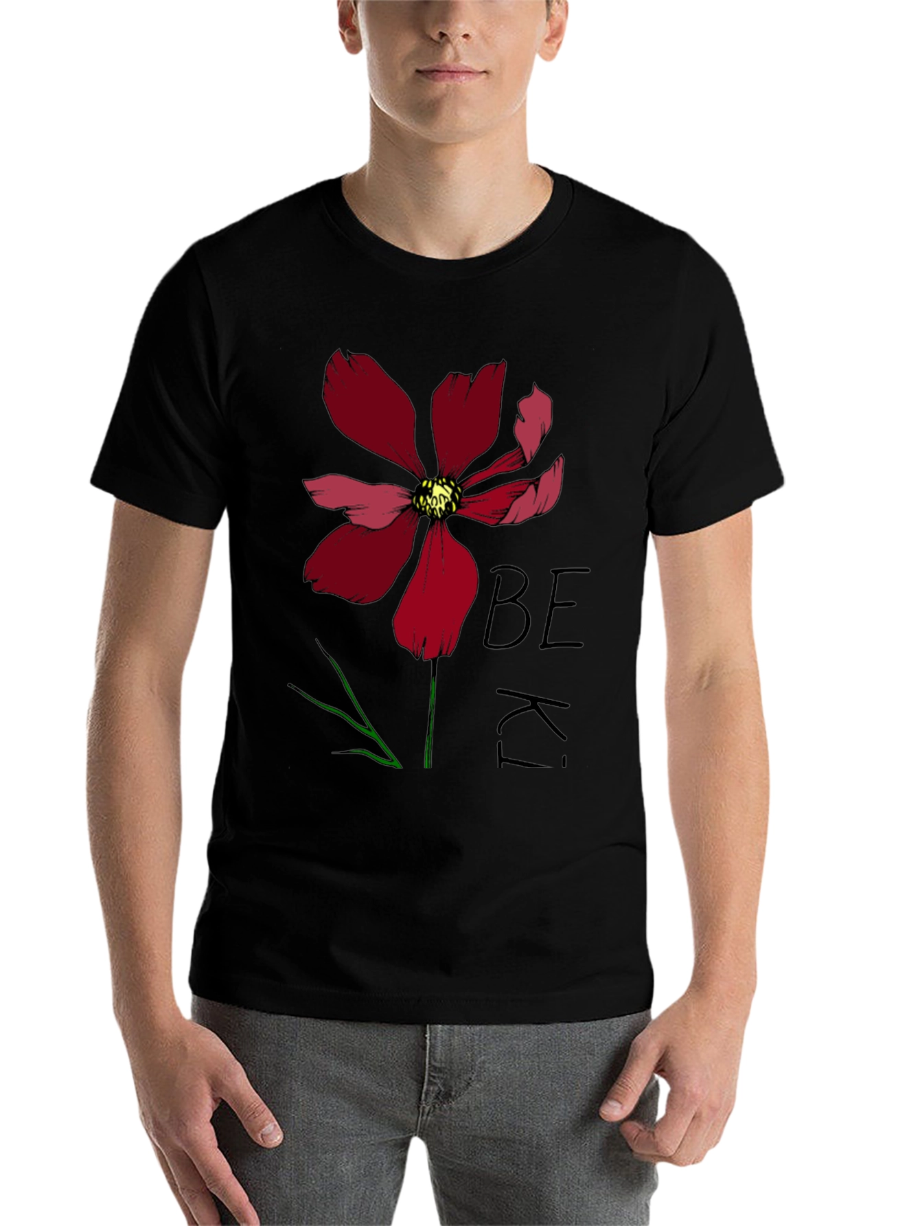 Black Be Kind Flower Graphic Tee - Black view 7