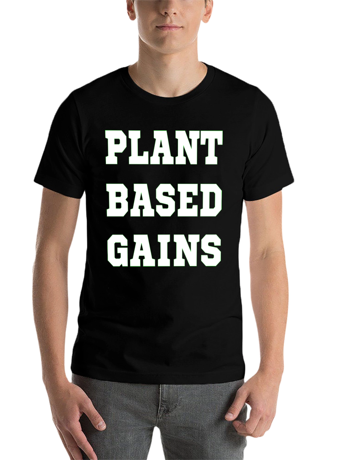 Black Plant Based Gains T-Shirt view 7