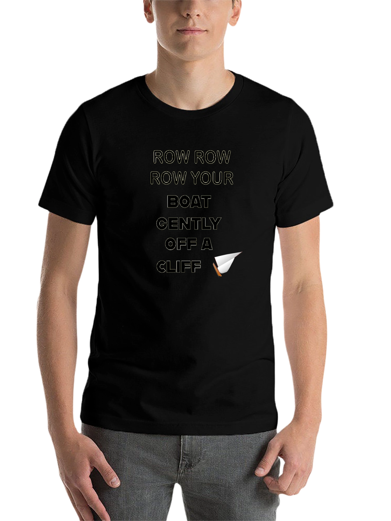 Black Row Your Boat Off a Cliff T-Shirt view 7