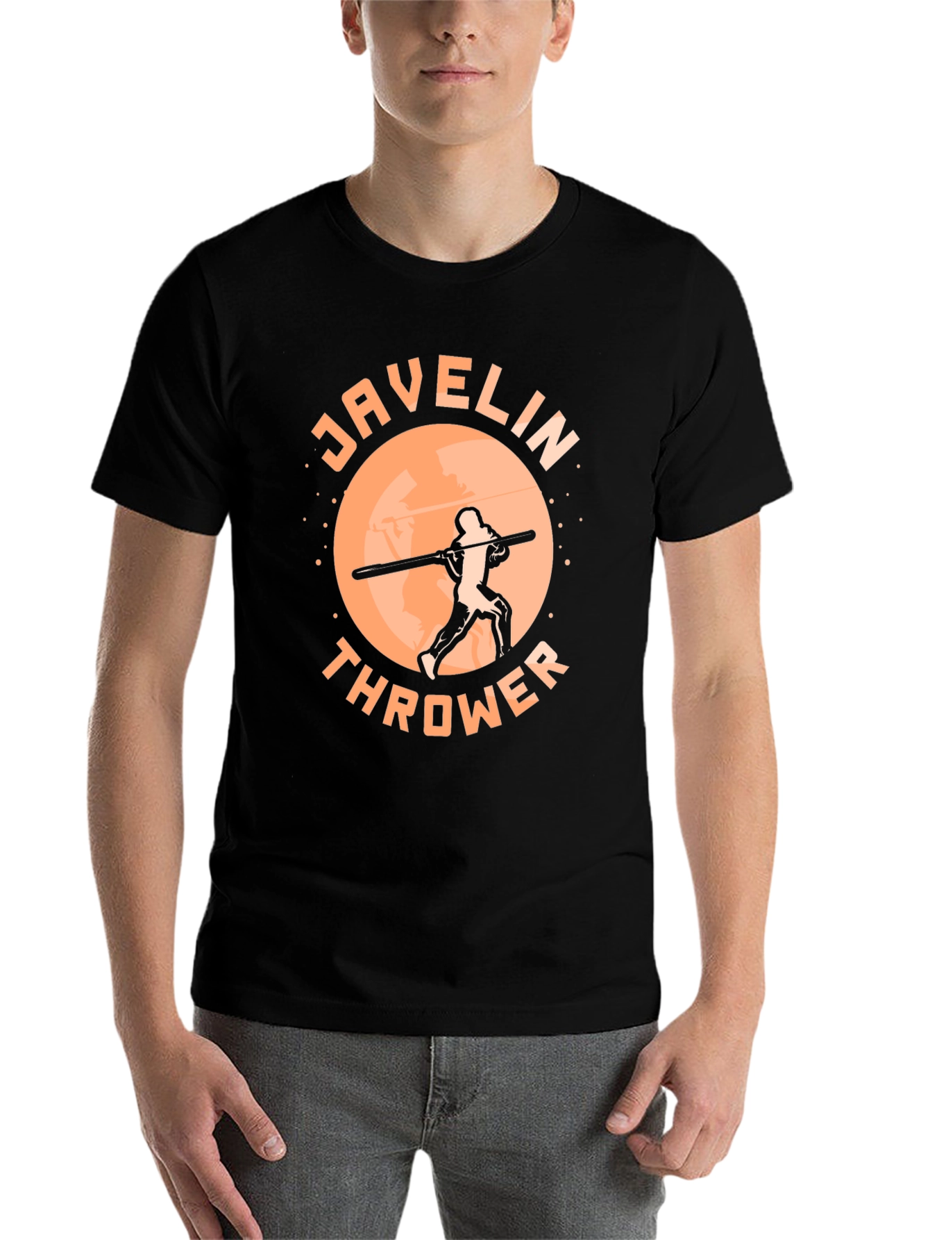 Black Javelin Thrower Graphic Tee - Sporty Black T-Shirt view 7