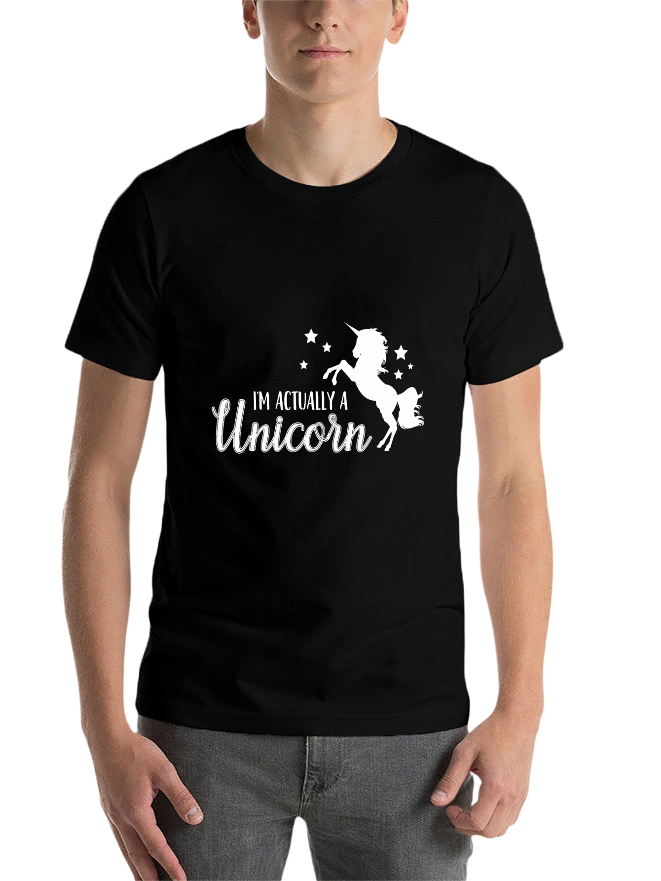 Black I'm Actually a Unicorn Black T-Shirt view 7