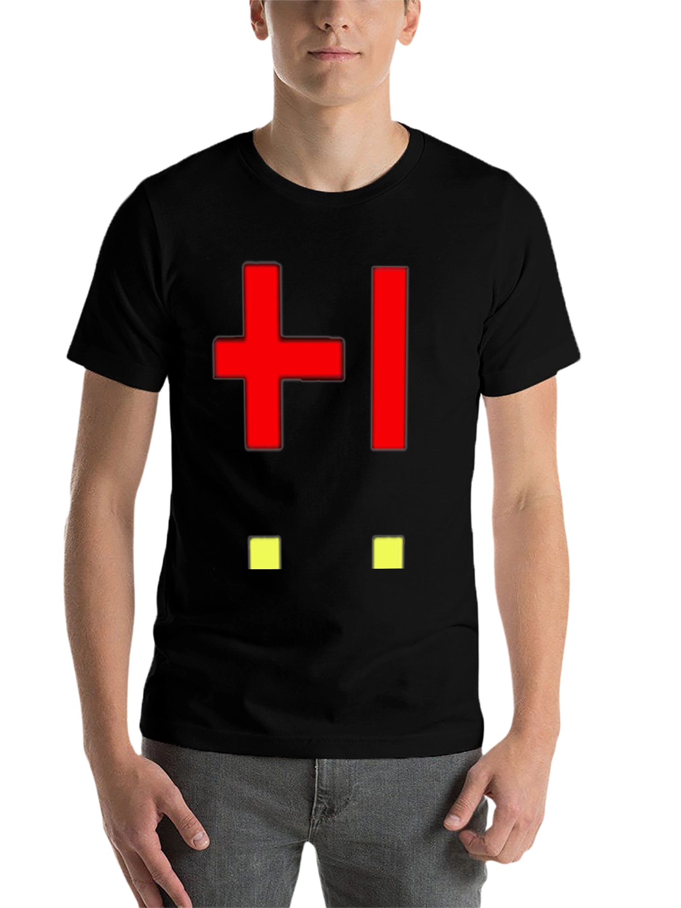 Black Abstract Pixelated Face Black T-Shirt view 7