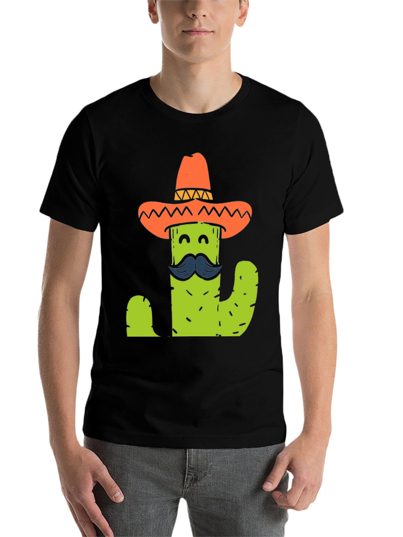 Black Cactus Sombrero T-Shirt - Funny Graphic Tee view 7