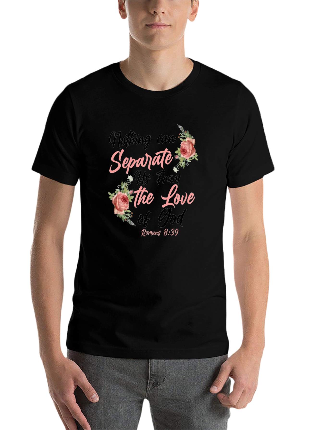 Black Floral 'Love of God' T-Shirt view 7