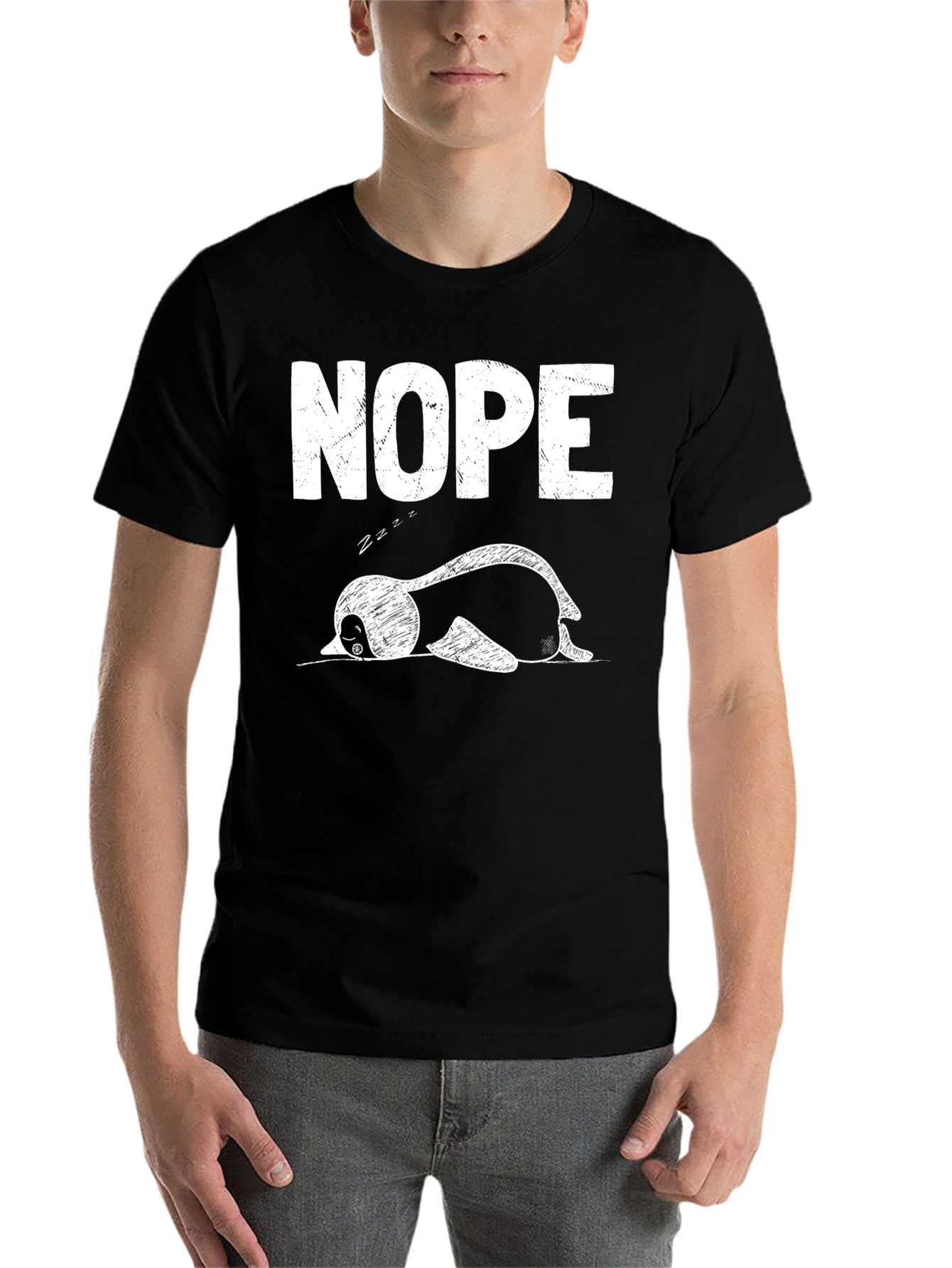 Black Nope Sloth Tee - Relaxed Fit, Comfy Cotton view 7