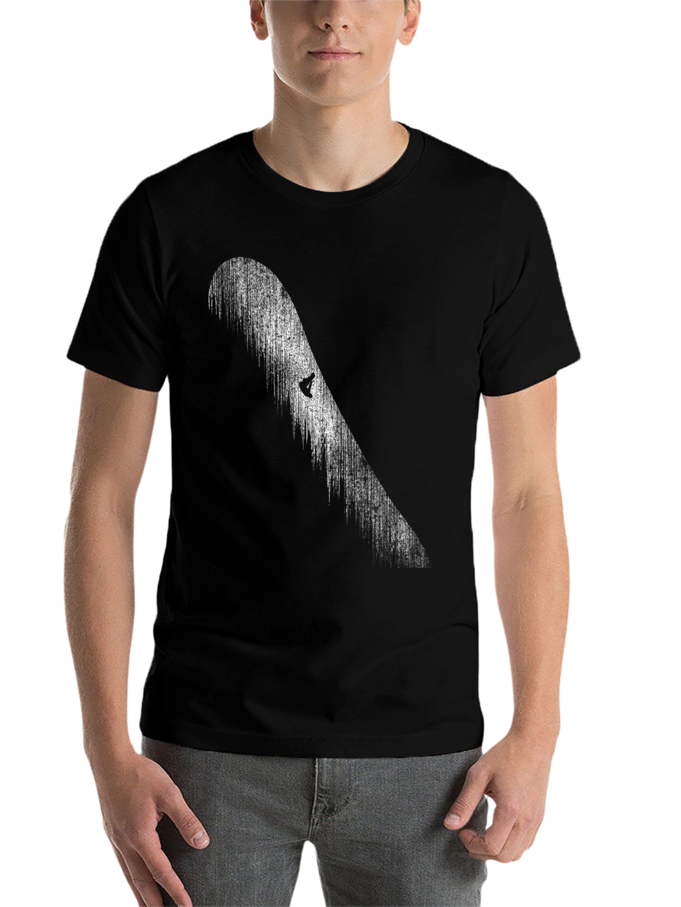 Black Snowboarder Graphic Tee - Black Cotton Blend Shirt view 7