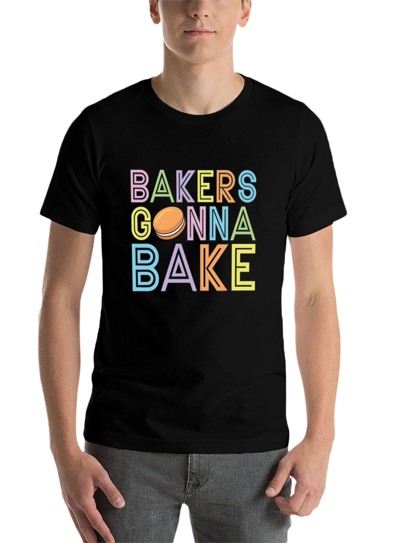 Black Bakers Gonna Bake T-Shirt - Cute Macaron Design view 7
