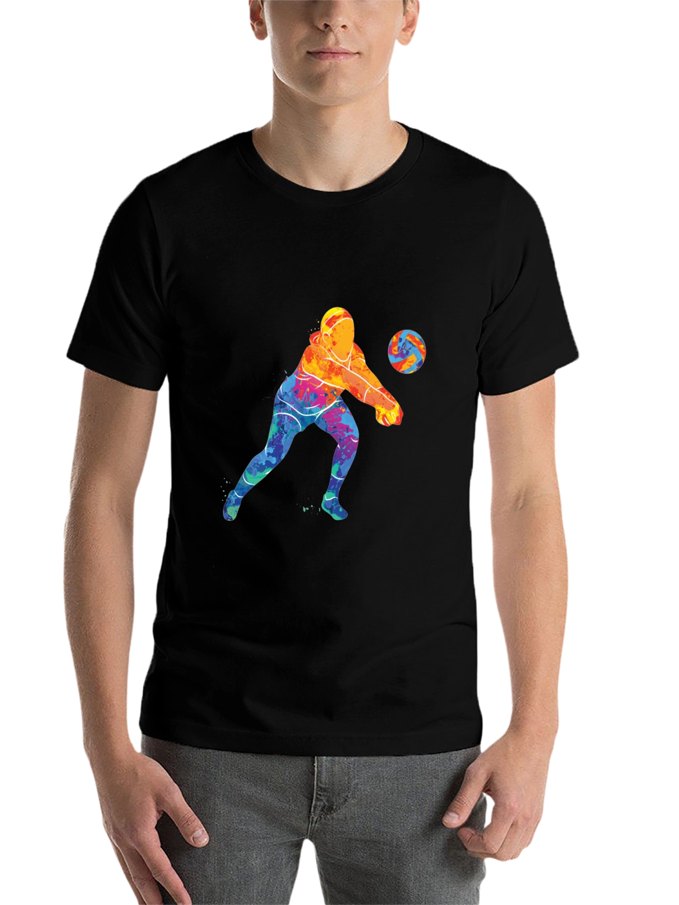 Black Volleyball Player Graphic Tee - Stylish & Comfortable view 7