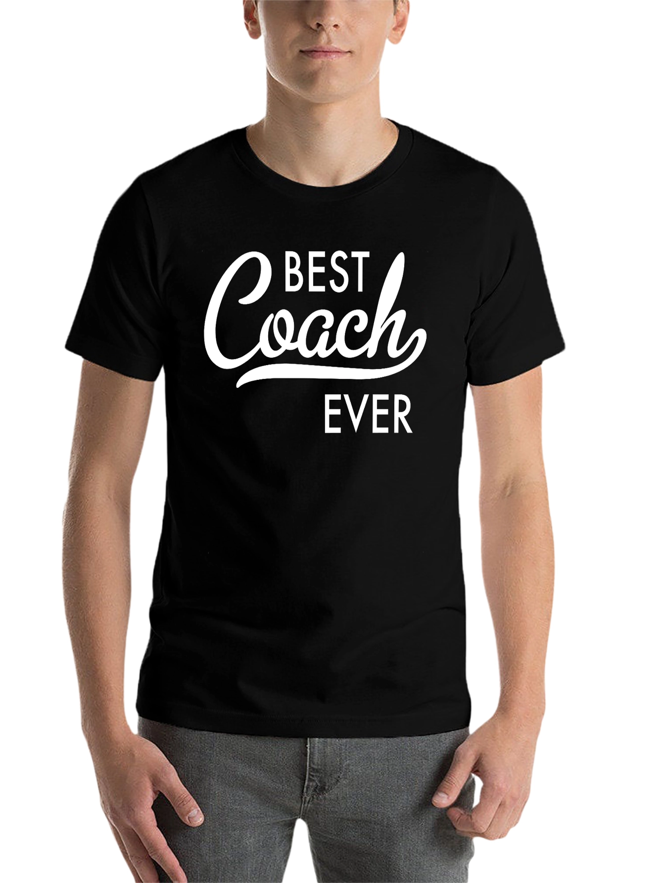 Black Best Coach Ever T-Shirt - Black Cotton Tee view 7