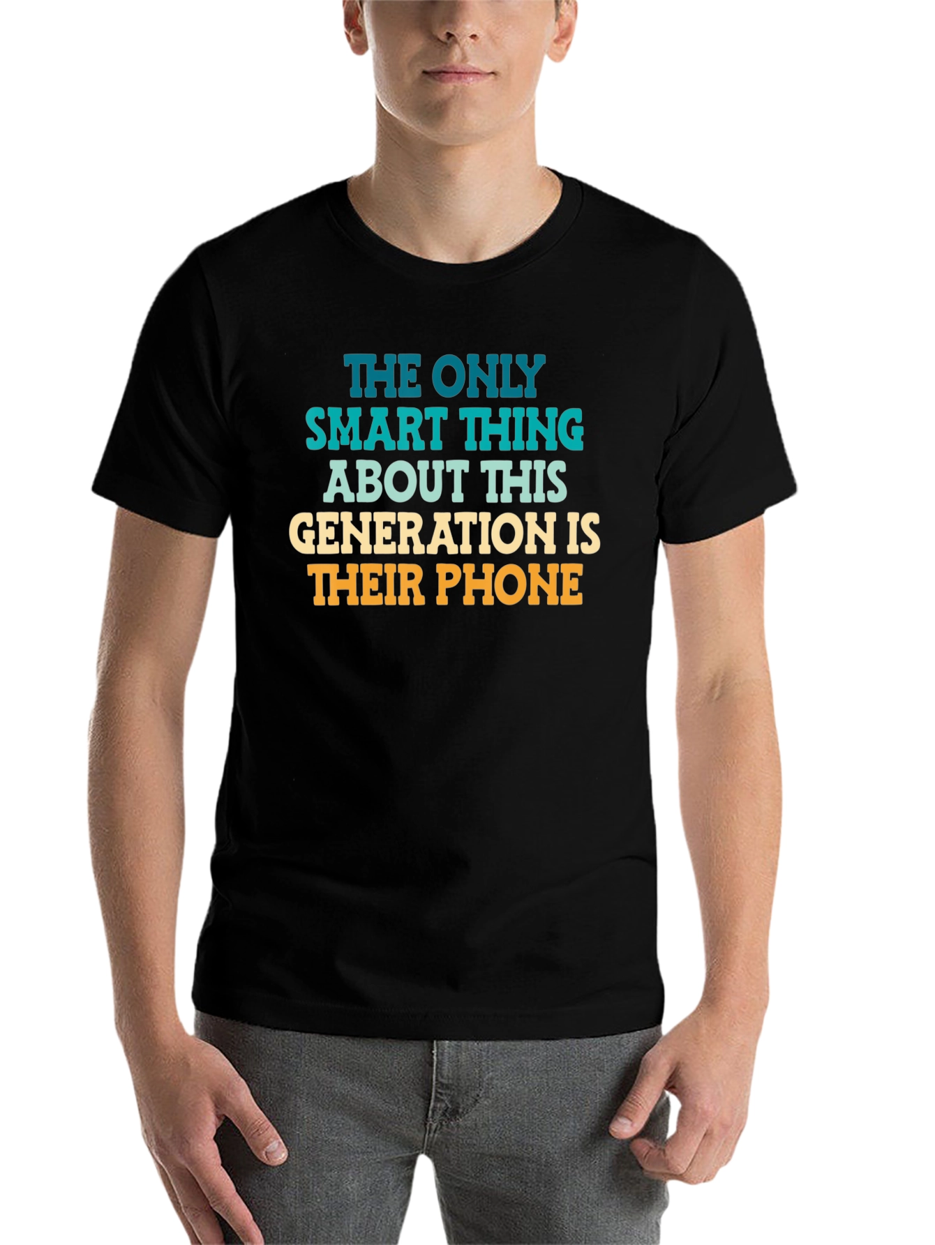 Black Smart Phone Generation Graphic Tee view 7