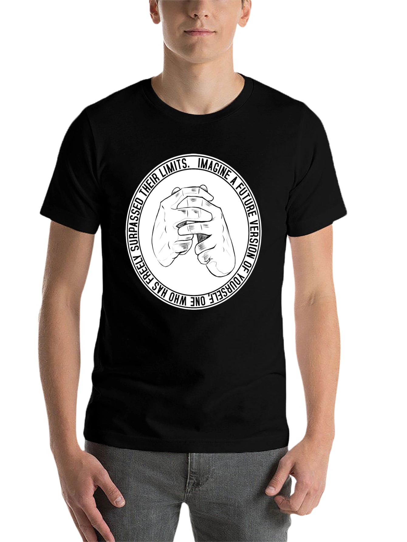 Black Motivational Graphic T-Shirt - Imagine a Future Version view 7