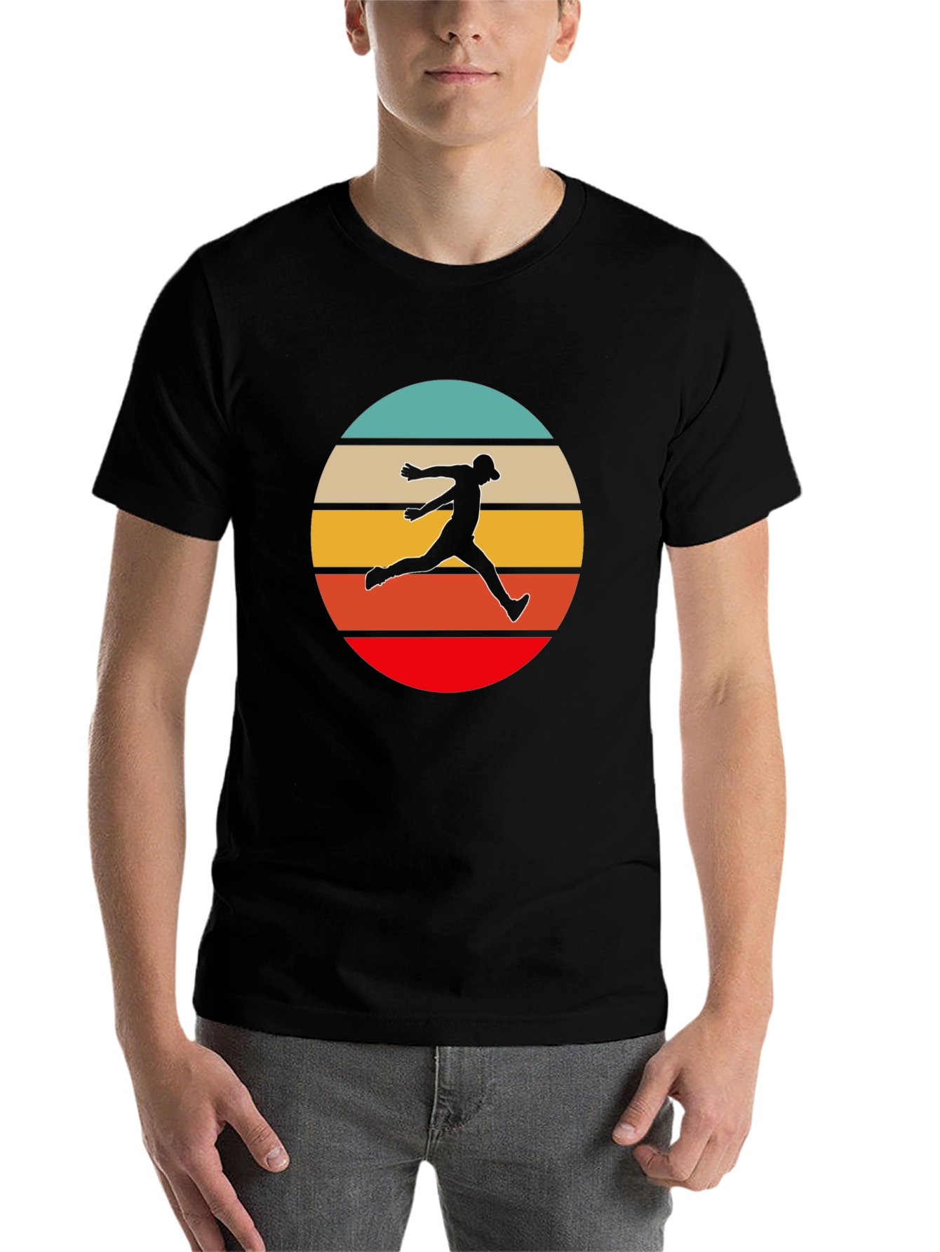 Black Retro Runner T-Shirt - Vintage Style Athletic Tee view 7