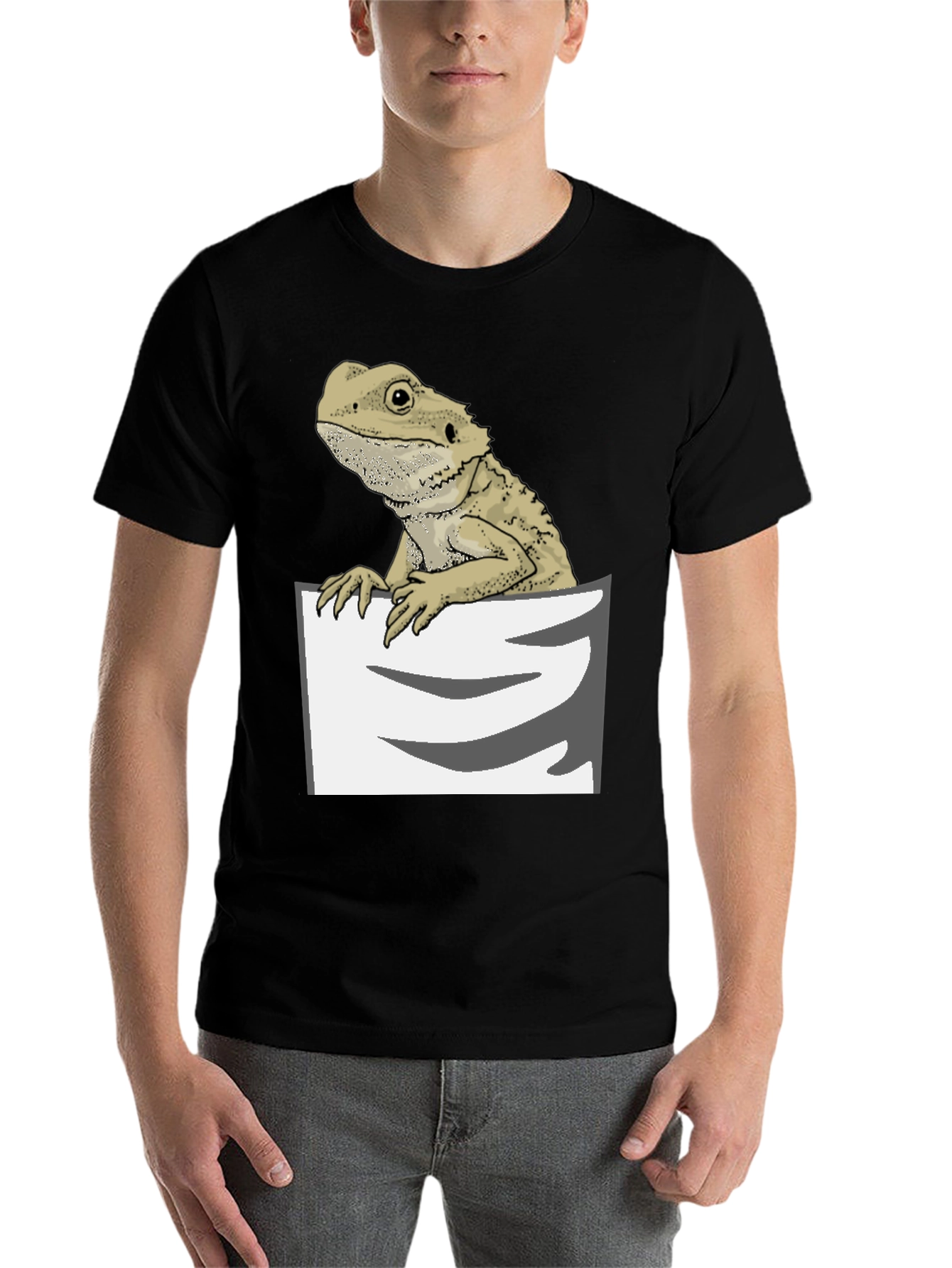 Black Bearded Dragon Pocket T-Shirt - Cool Reptile Lover Tee view 7