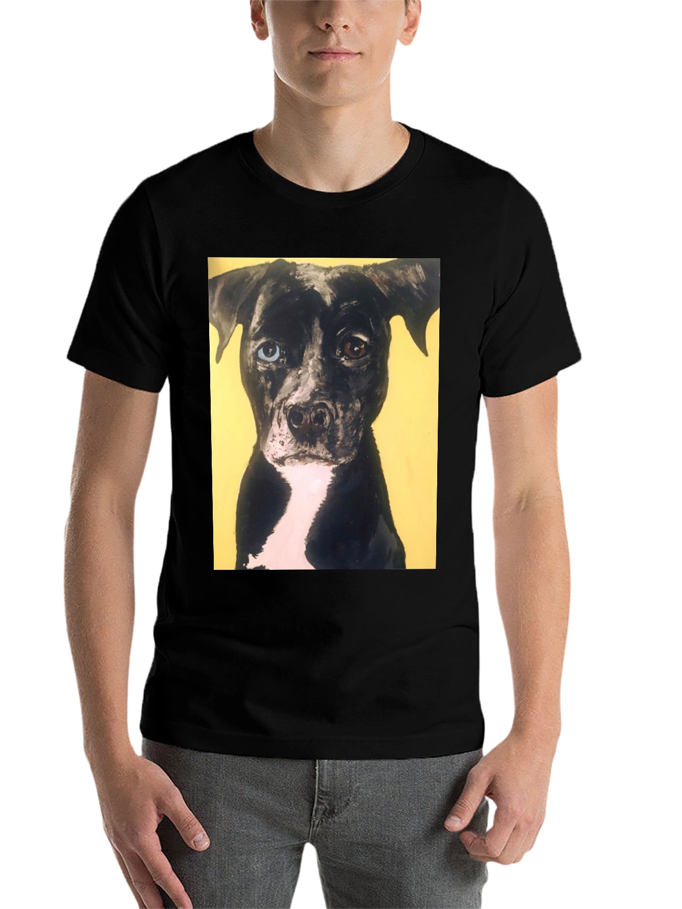 Black Dog Portrait Tee - Heterochromia Eyes view 7