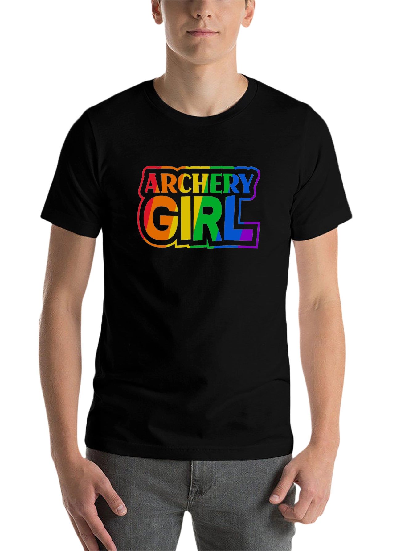 Black Archery Girl Pride T-Shirt - Rainbow Graphic Tee view 7