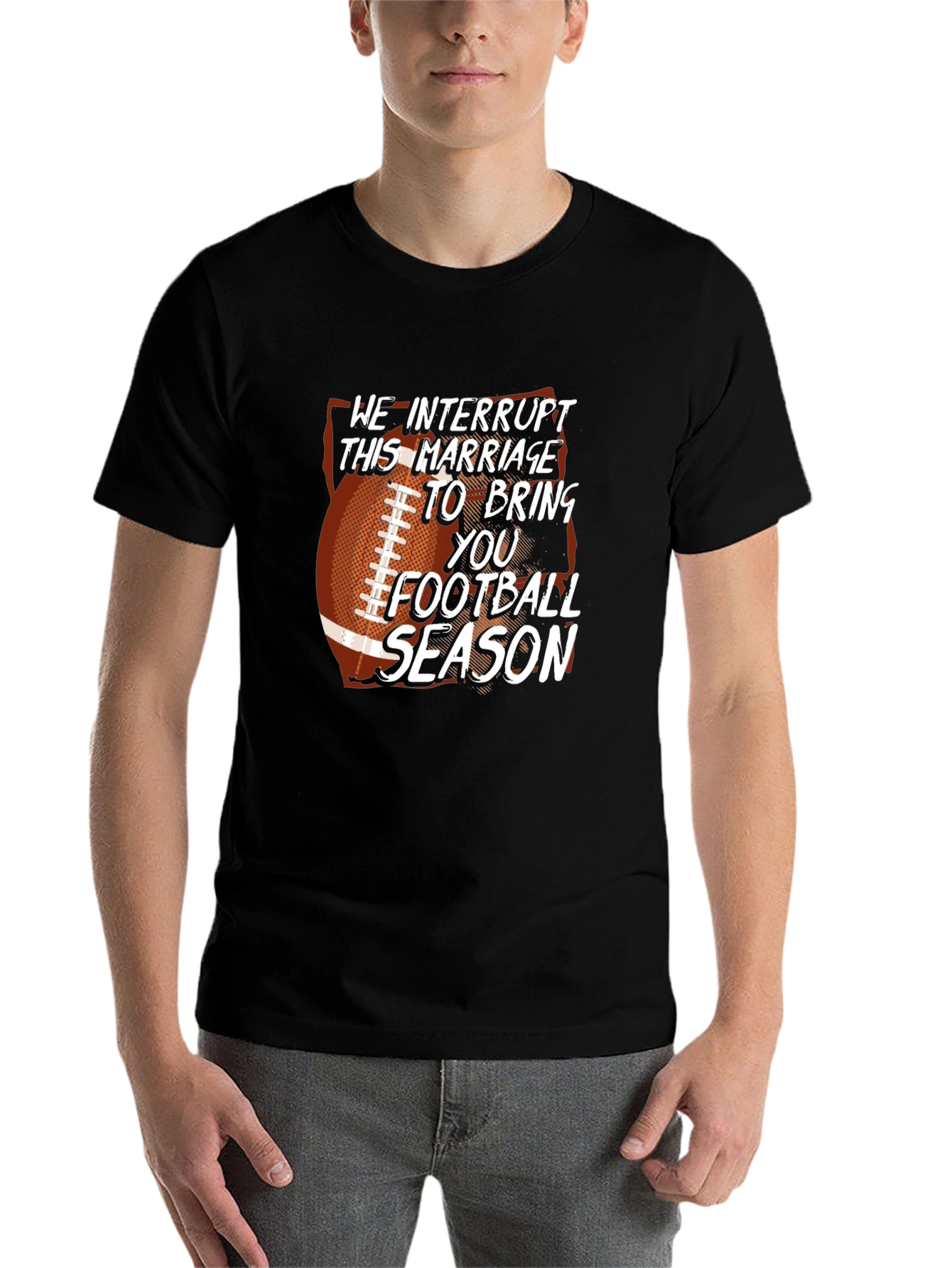 Black Funny Football Season T-Shirt Marriage Interrupted view 7