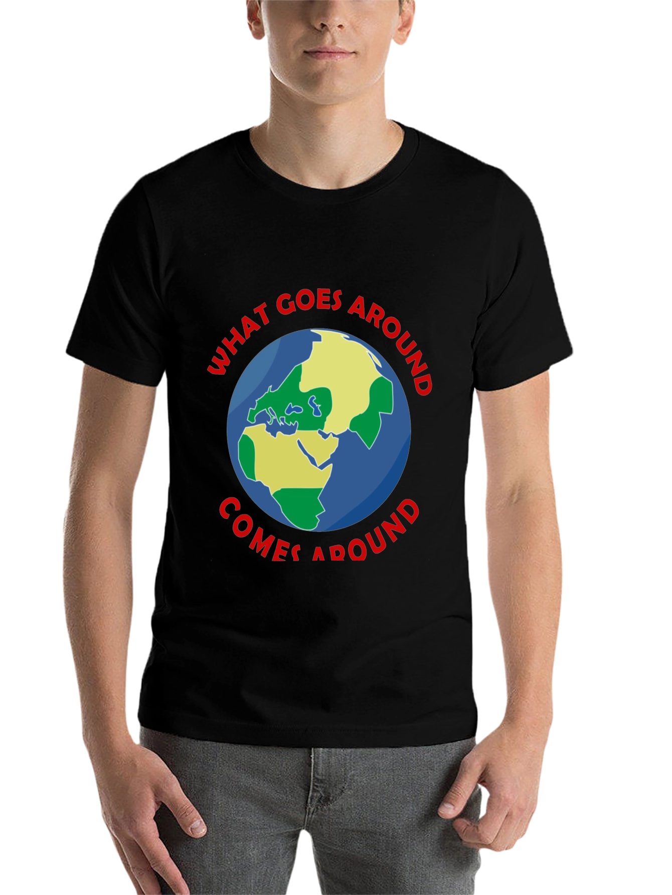 Black What Goes Around T-Shirt - Earth Graphic Tee view 7