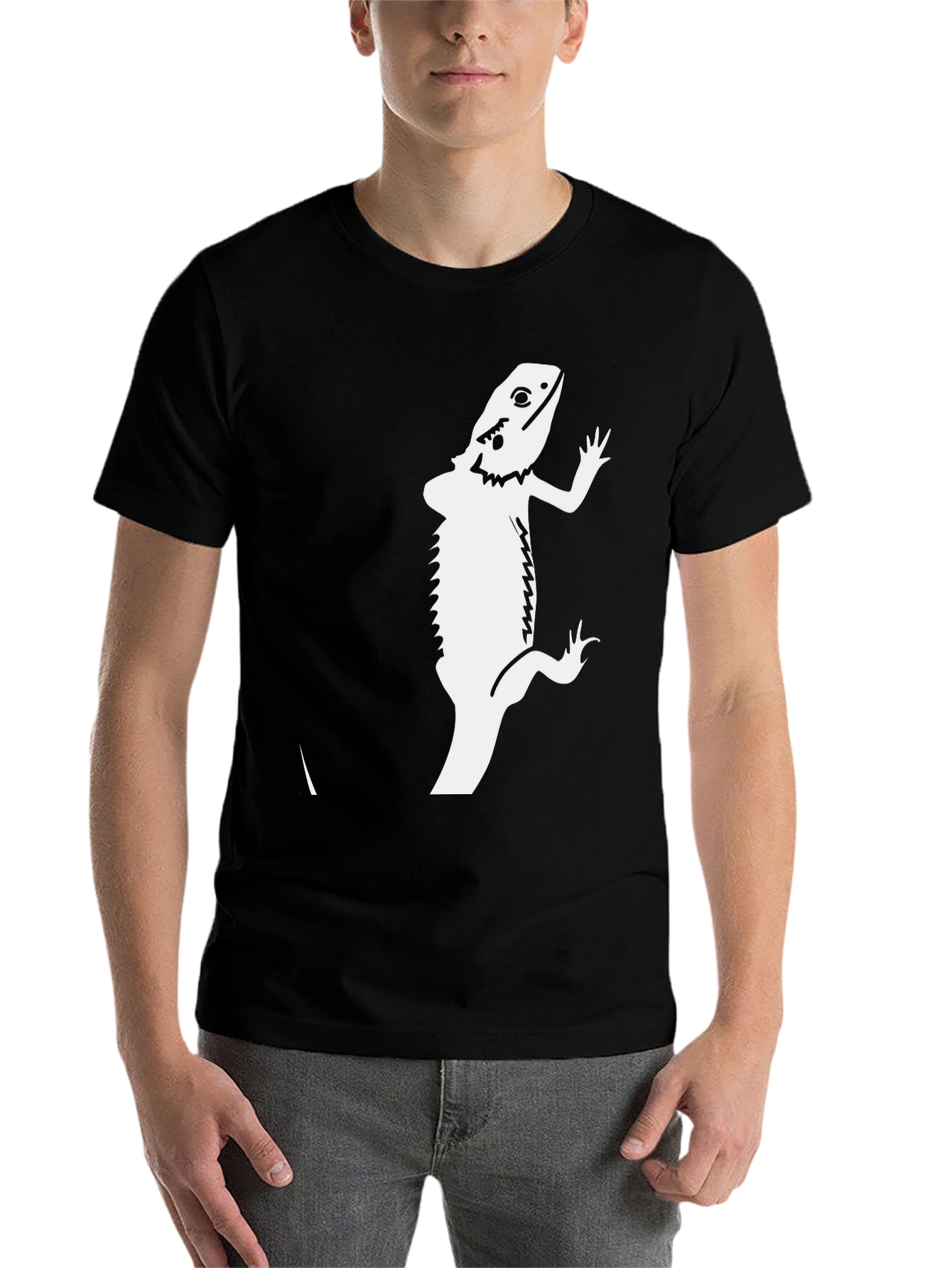 Black Bearded Dragon Graphic Tee - Black Cotton T-Shirt view 7