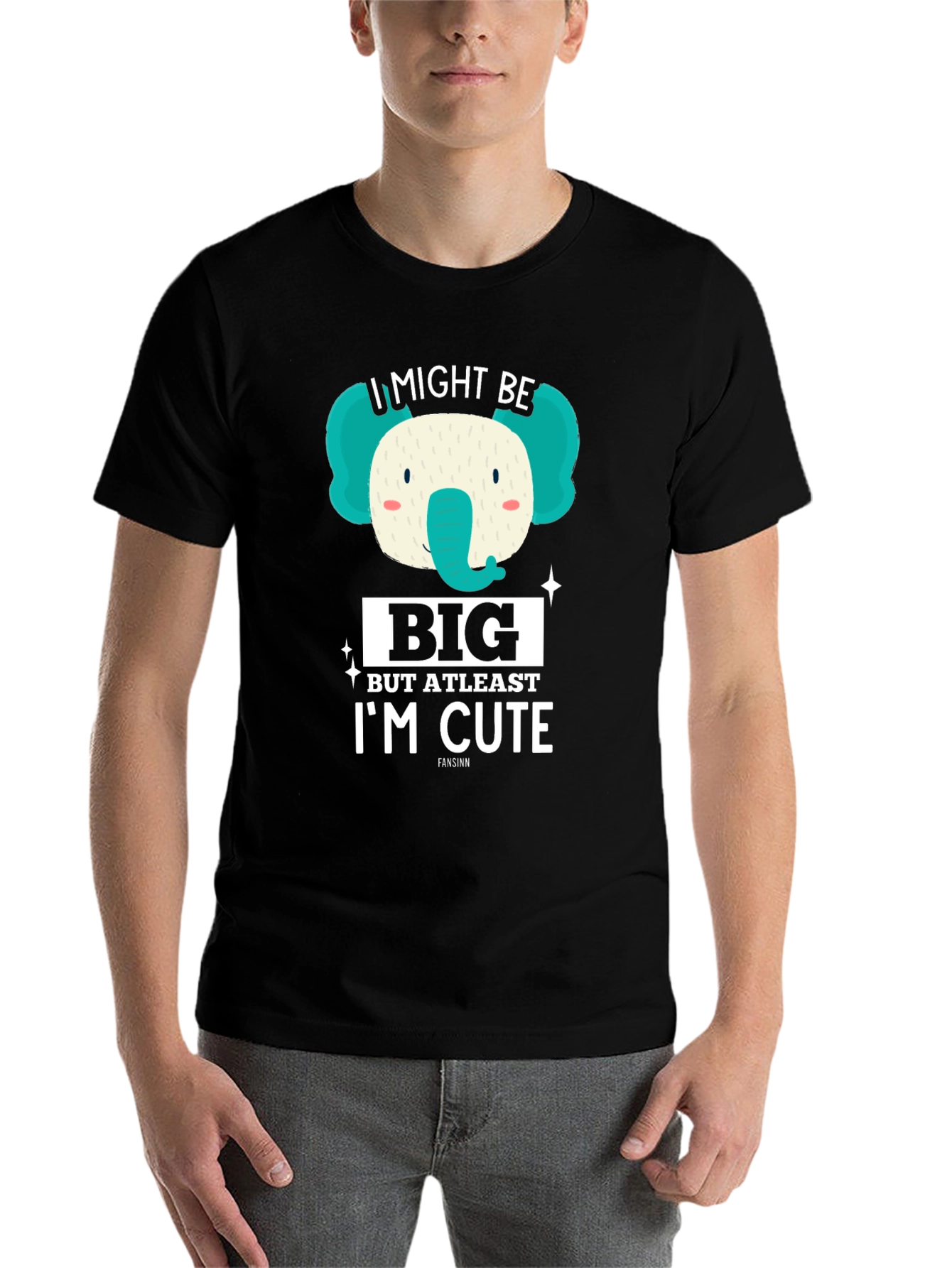 Black I Might Be Big But At Least I'm Cute Elephant T-Shirt view 7