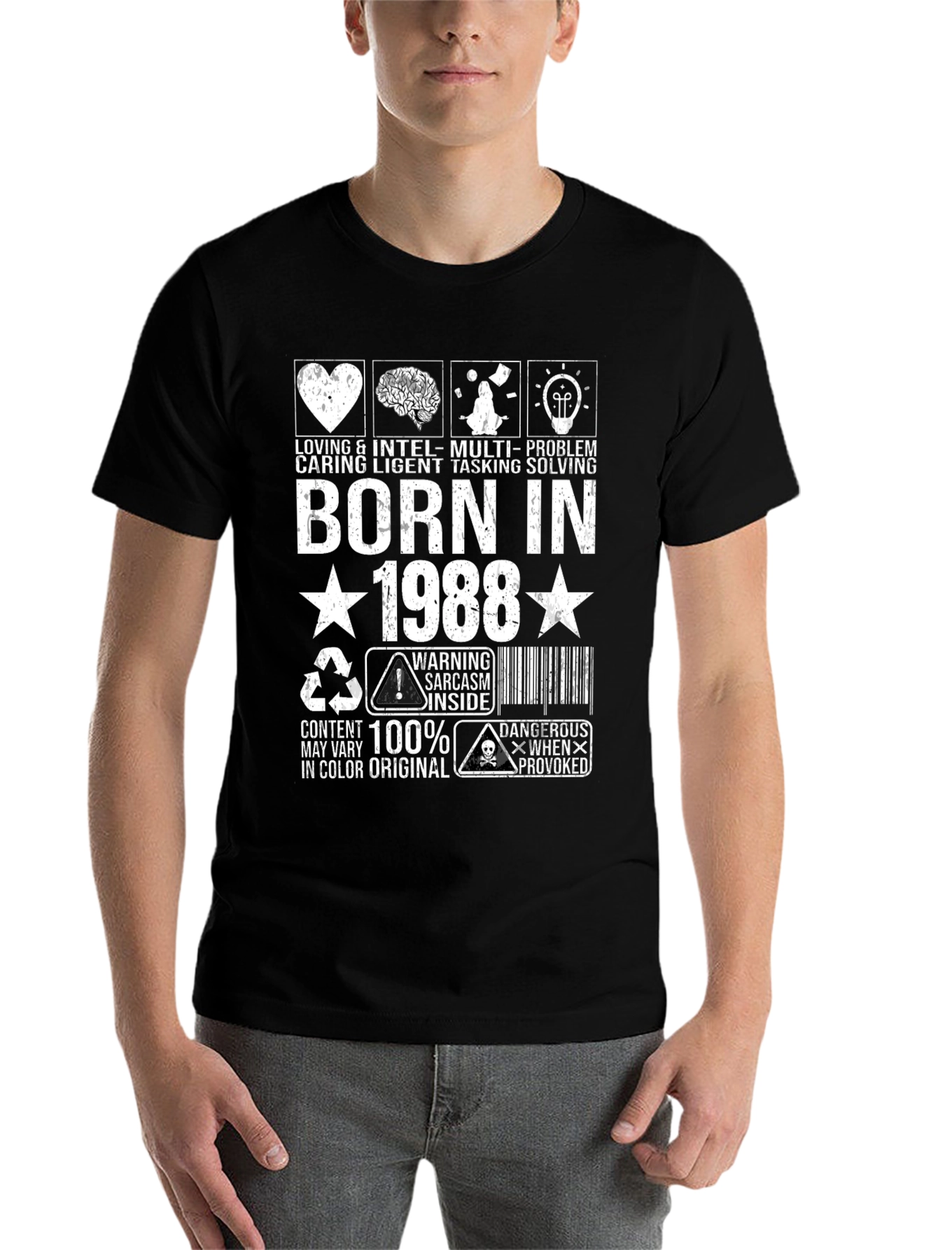 Black Born In 1988 Graphic T-Shirt view 7