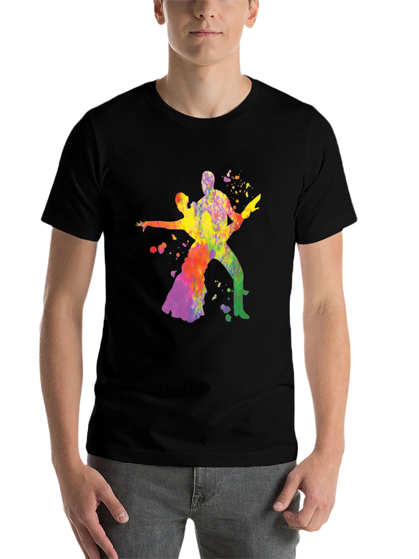 Black Vibrant Watercolor Dance Silhouette Tee view 7