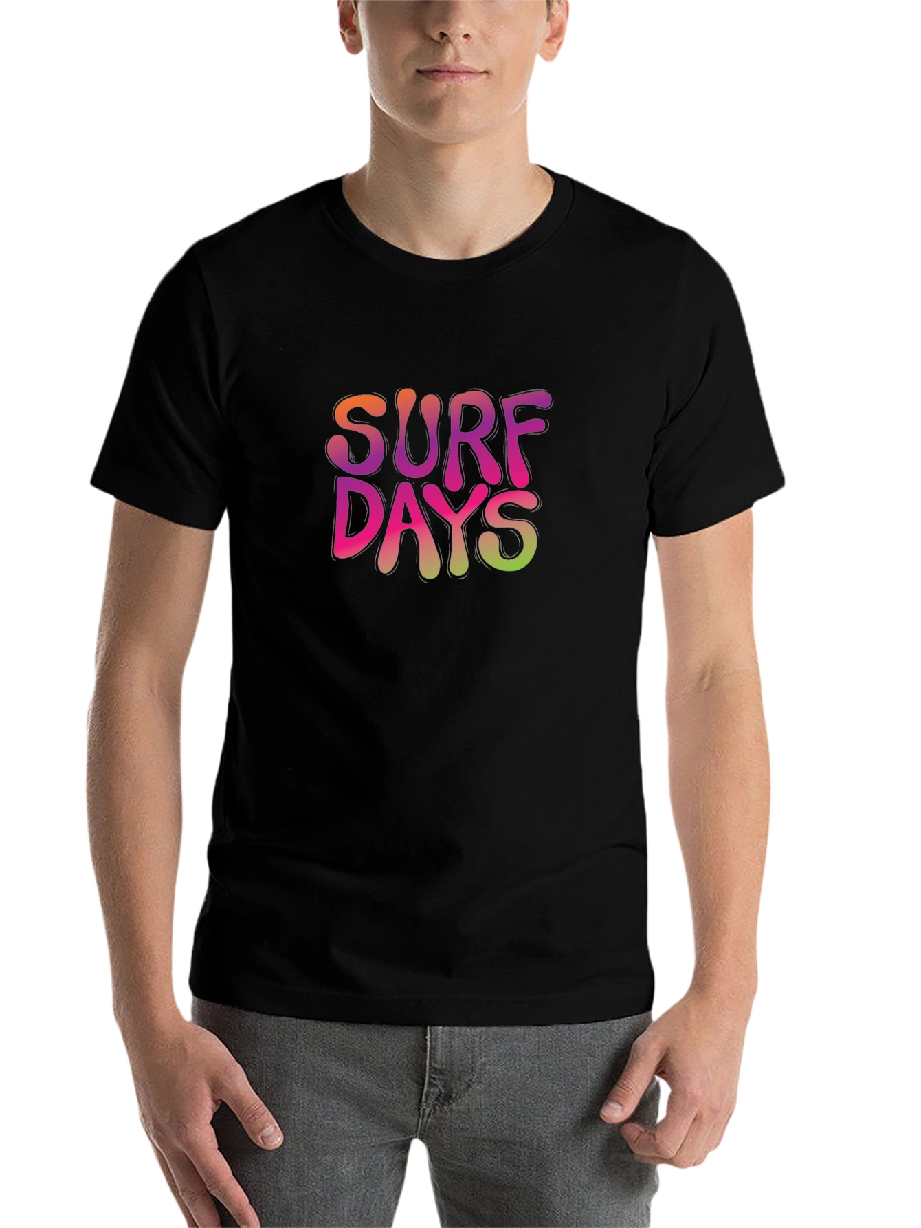 Black Surf Days Graphic Tee - Black Cotton T-Shirt view 7