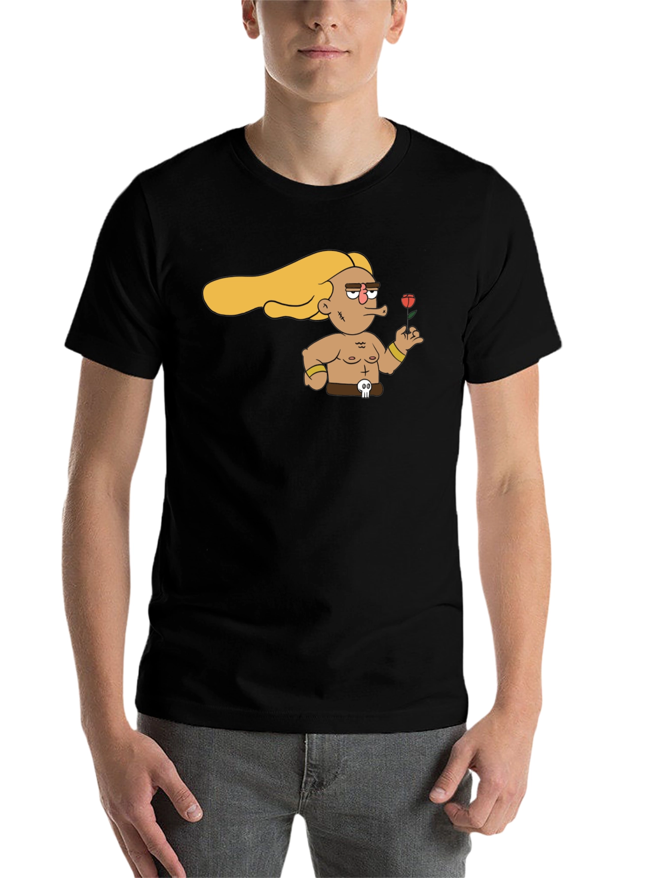 Black Cartoon Warrior T-Shirt - Unique Graphic Tee view 7