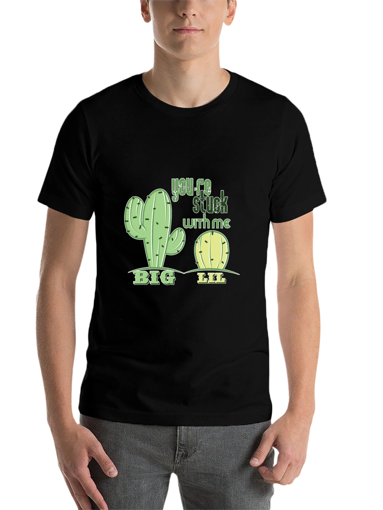Black Funny Cactus You're Stuck With Me T-Shirt view 7