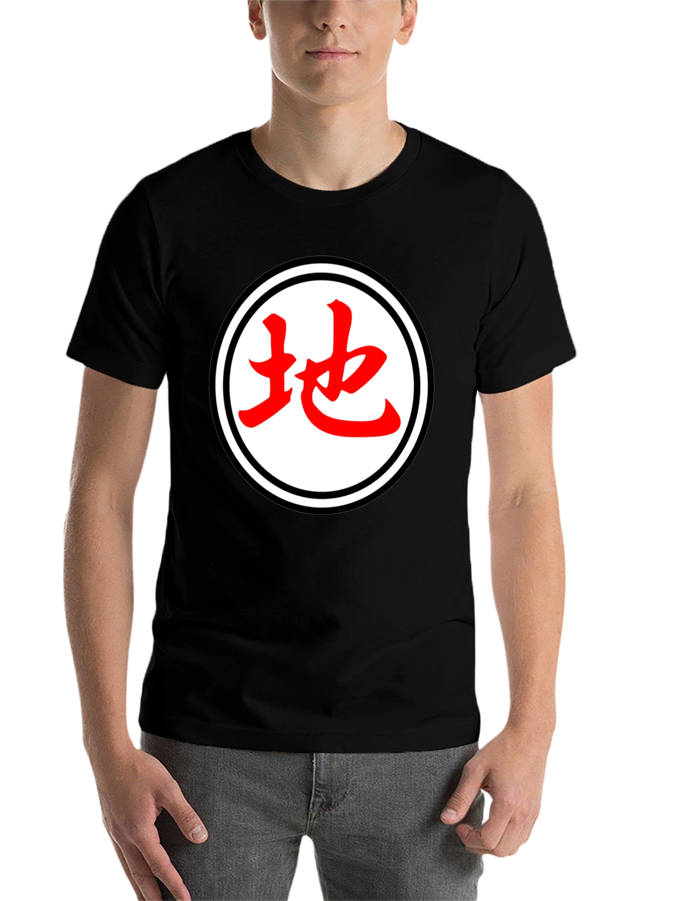 Black Japanese Symbol T-Shirt - Black Cotton Blend Casual Tee view 7