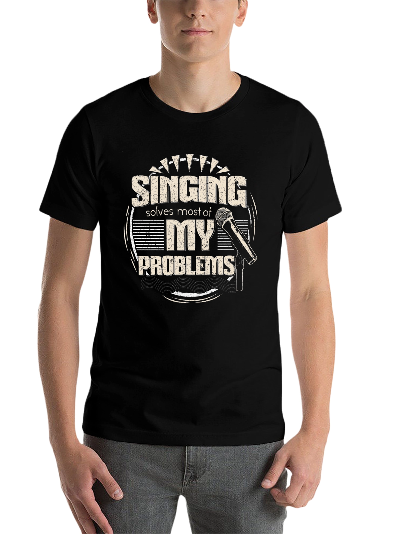 Black Singing Solves Problems T-Shirt view 7