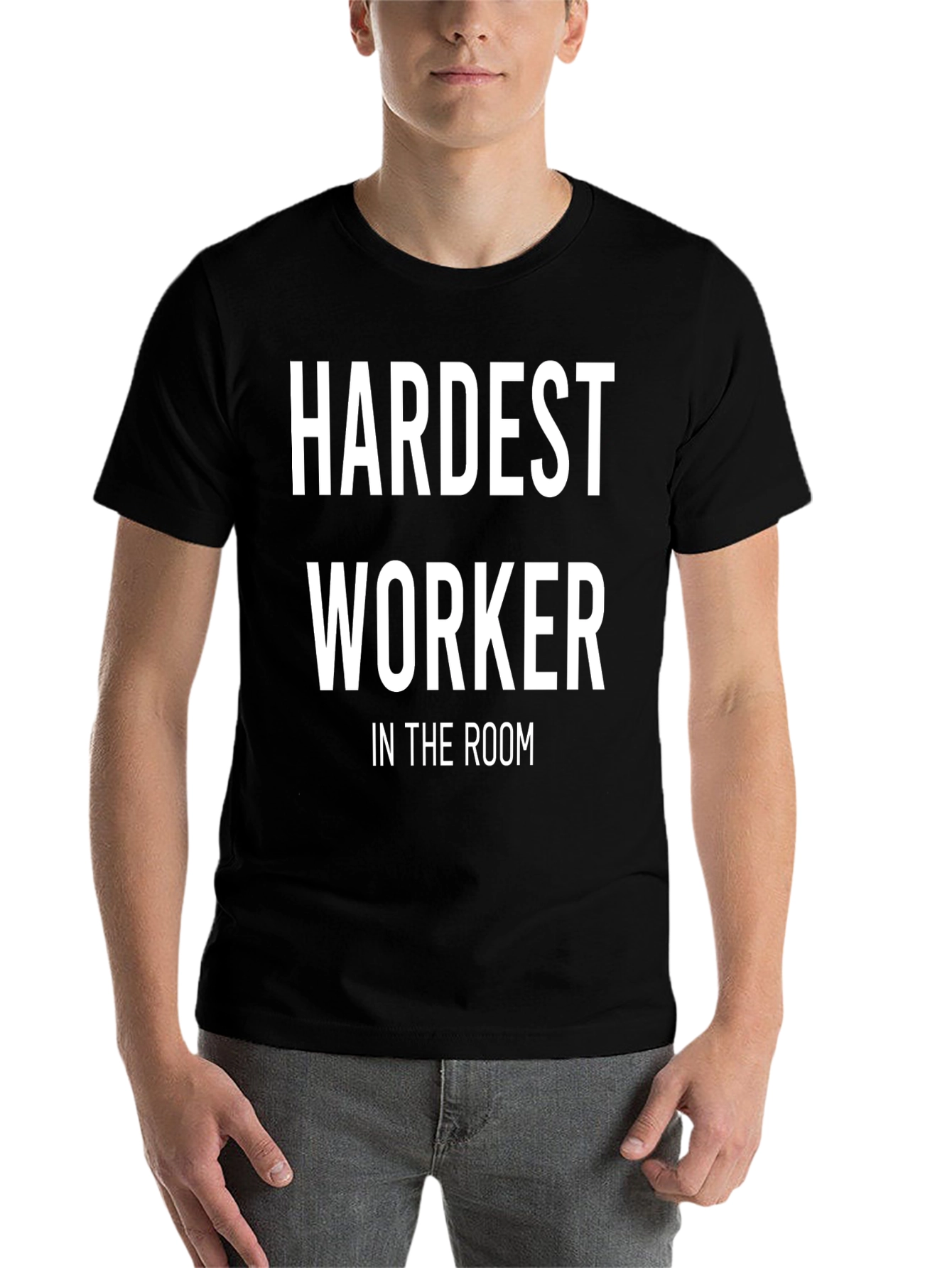 Black Hardest Worker in the Room Graphic Tee - Black view 7