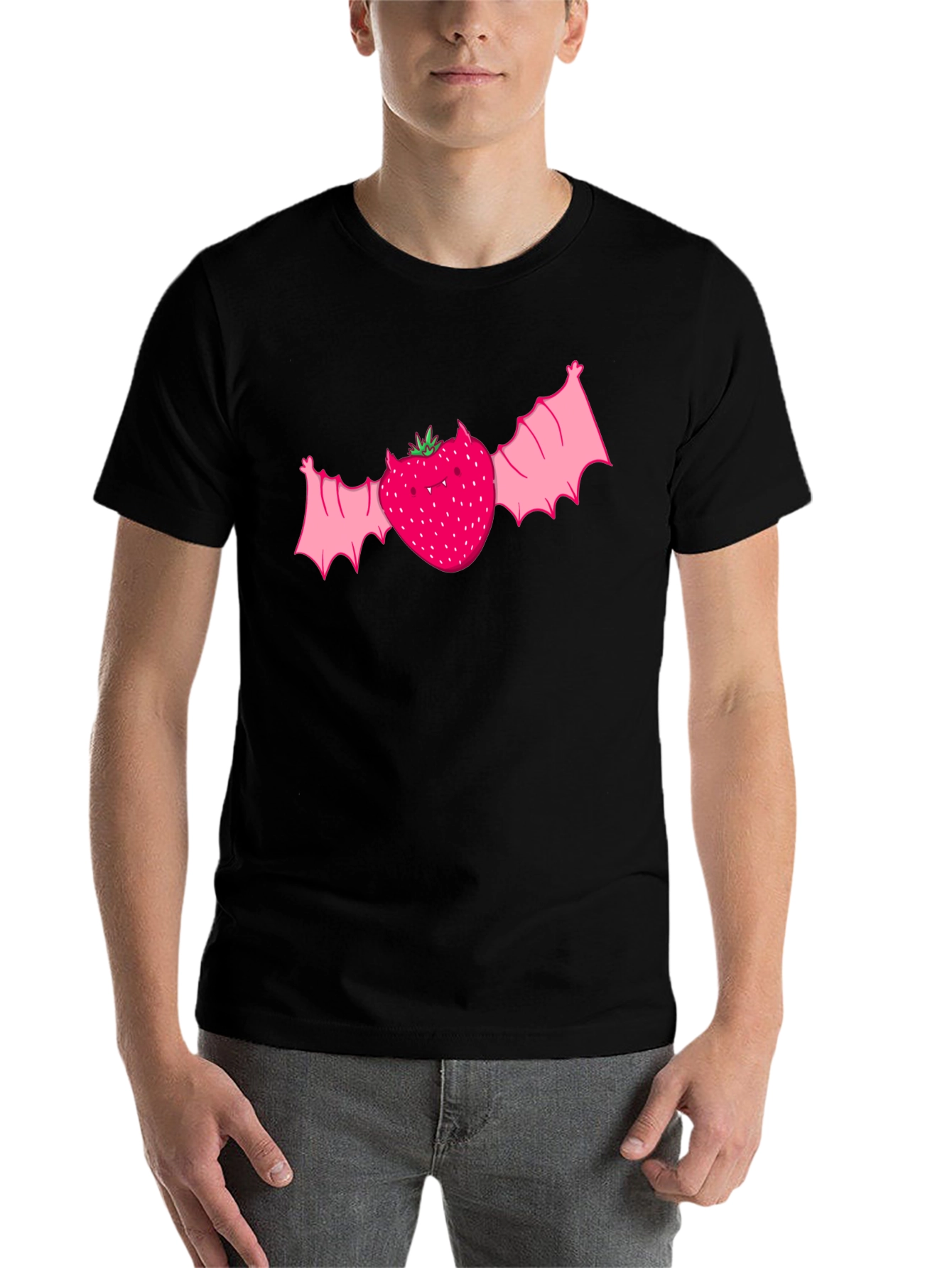 Black Strawberry Bat Graphic Tee - Unique Horror Style view 7
