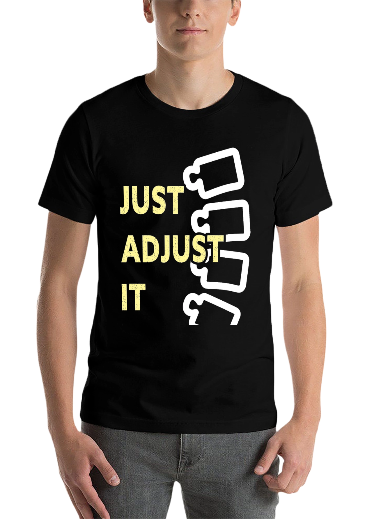 Black Just Adjust It Chiropractic T-Shirt view 7
