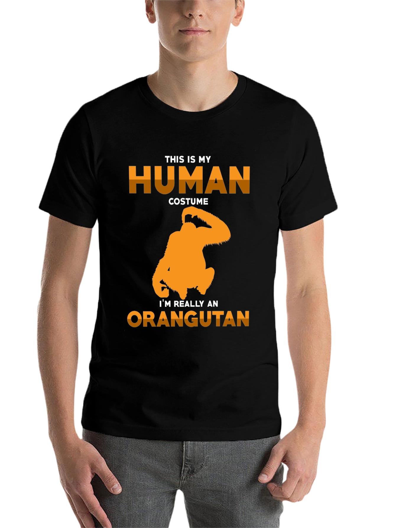 Black Human Costume Orangutan Graphic T-Shirt view 7