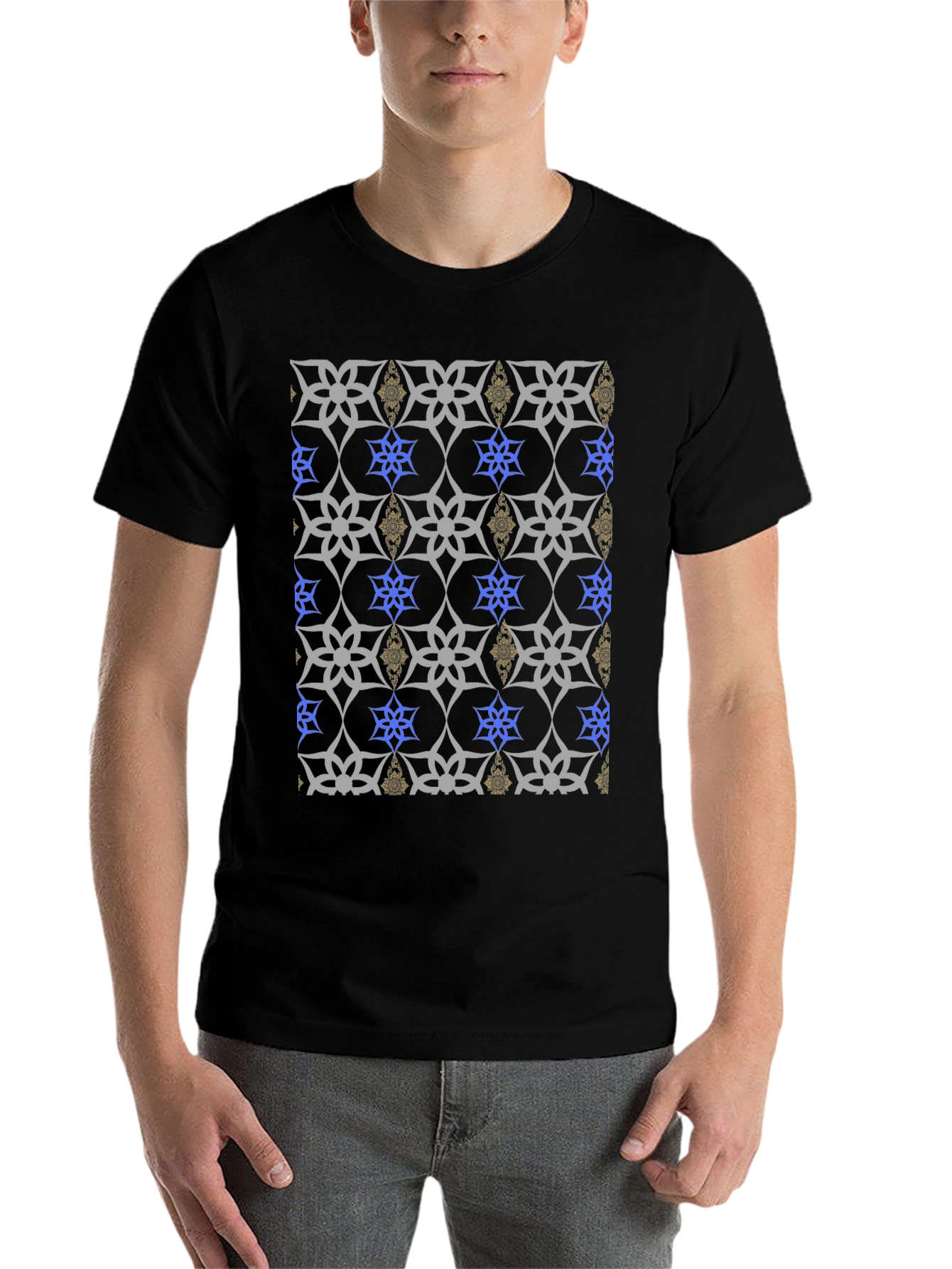 Black Patterned Black T-Shirt view 7