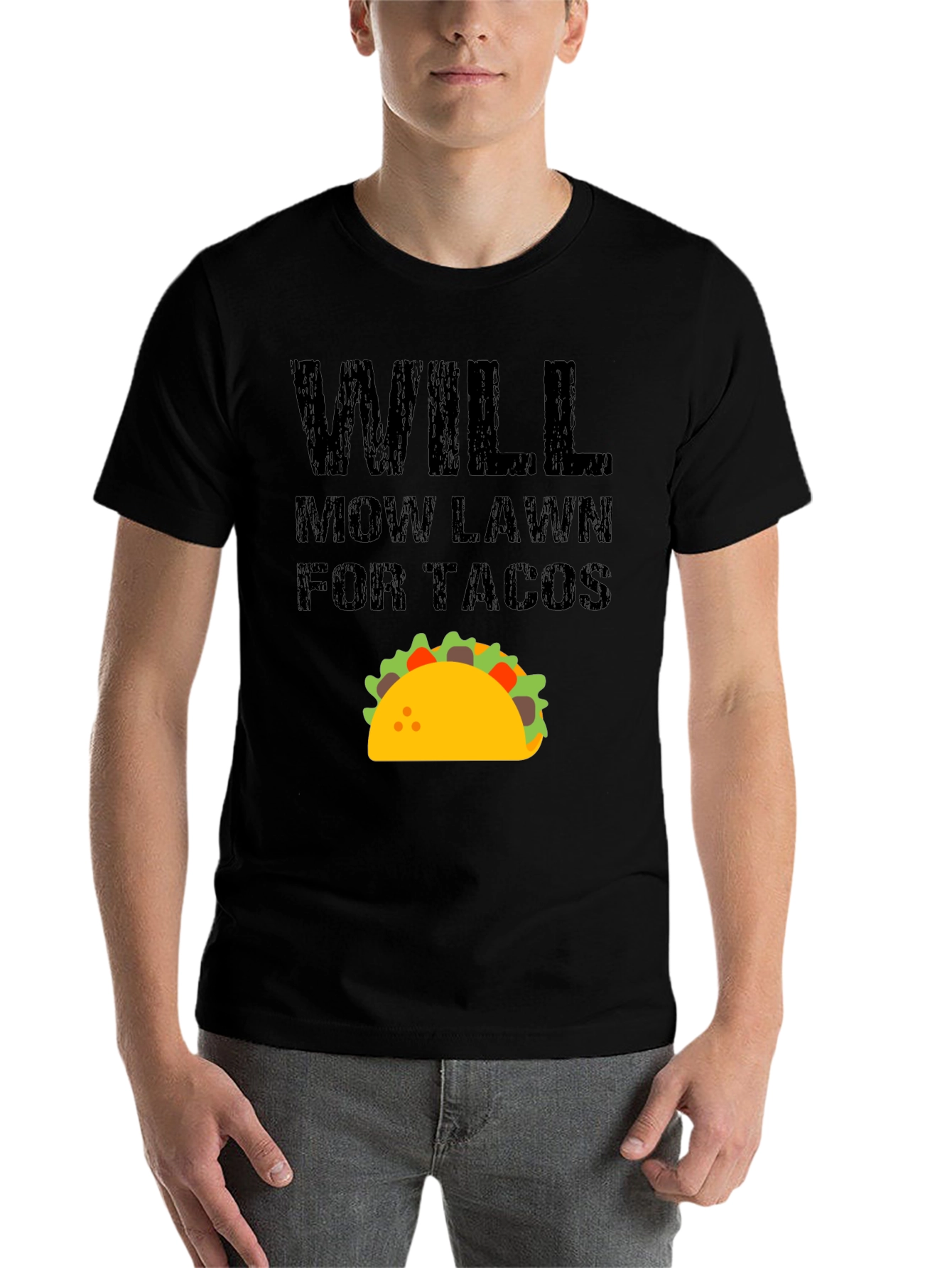 Black Will Mow Lawn for Tacos Funny Graphic T-Shirt view 7