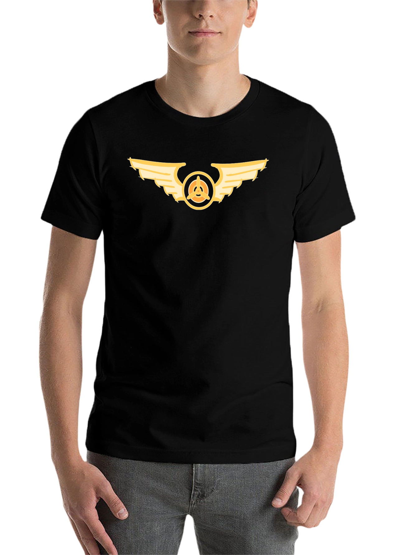 Black Winged Propeller Graphic Black Tee view 7