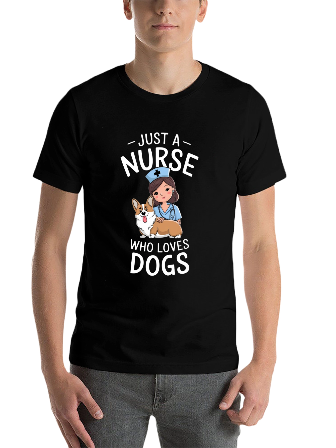 Black Just A Nurse Who Loves Dogs T-Shirt view 7