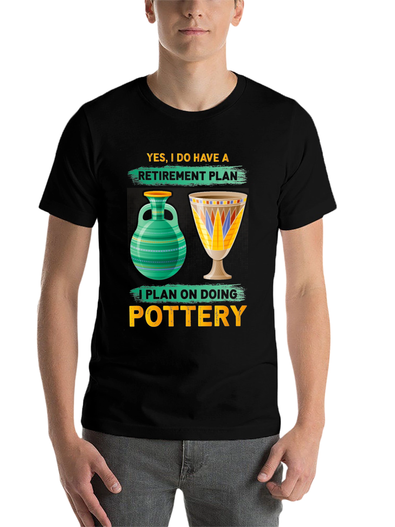 Black Pottery Retirement Plan T-Shirt view 7