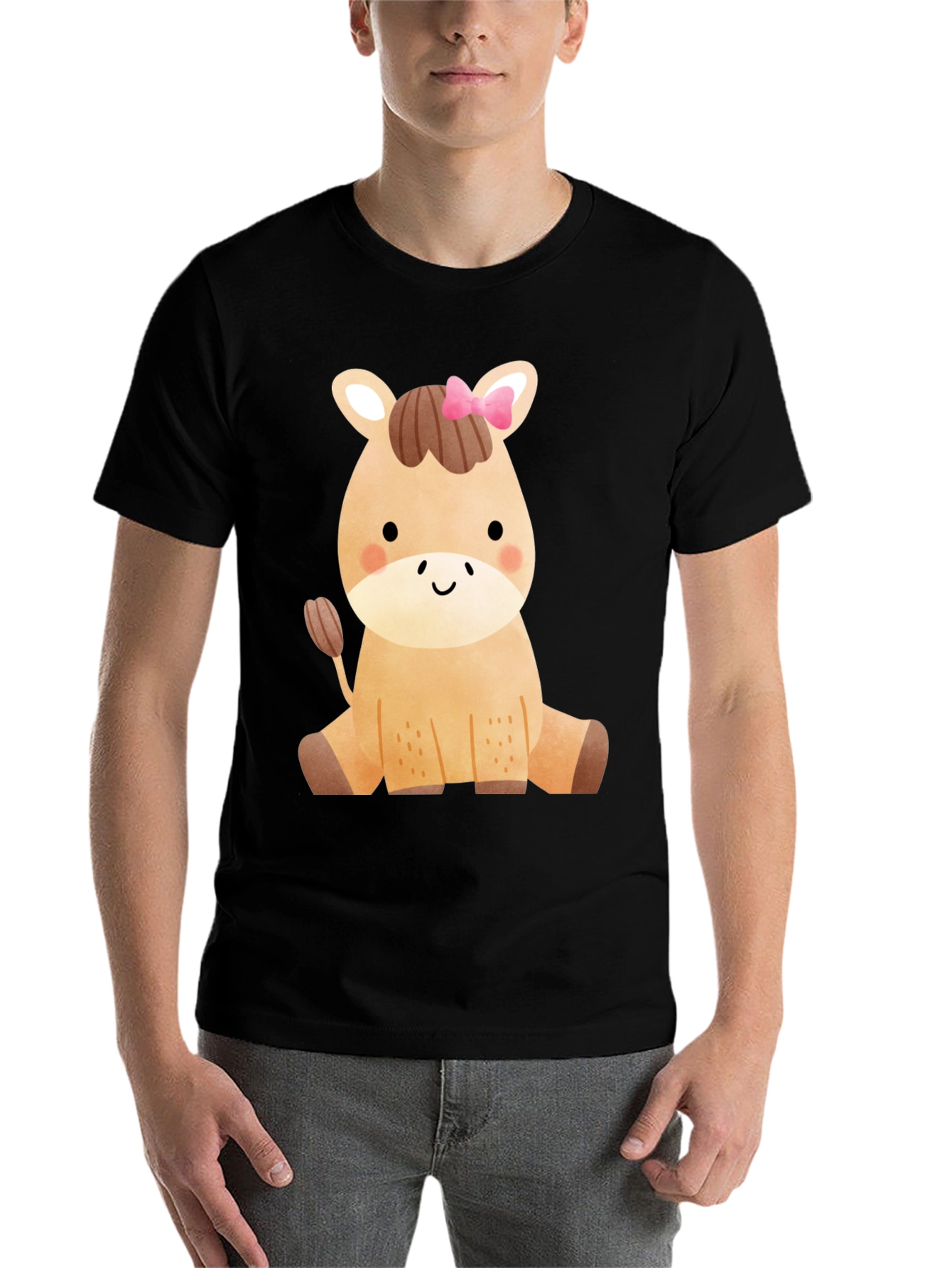 Black Cute Horse Graphic T-Shirt - Fun Animal Tee view 7