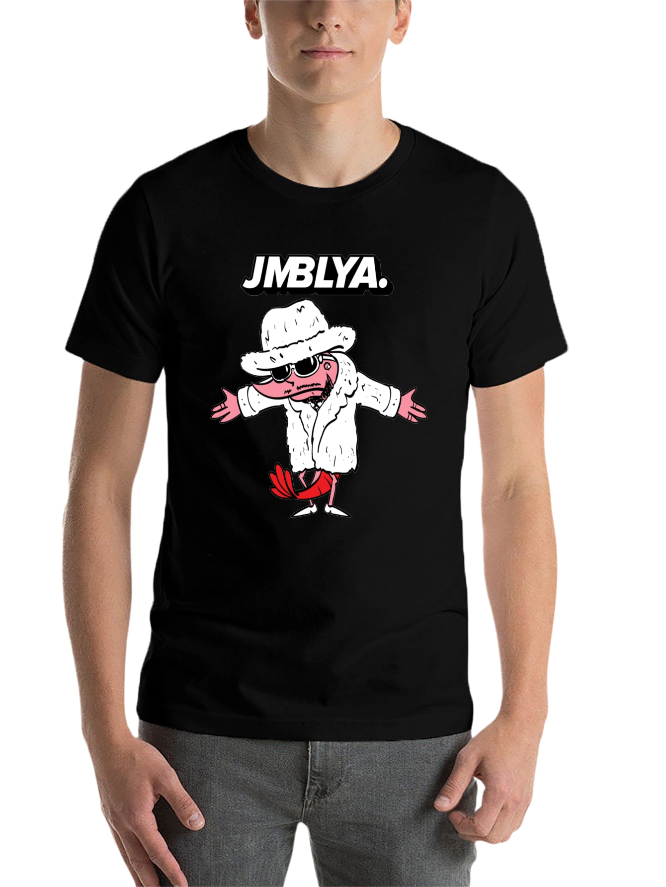 Black JMBYLA Cartoon Character Graphic T-Shirt view 7