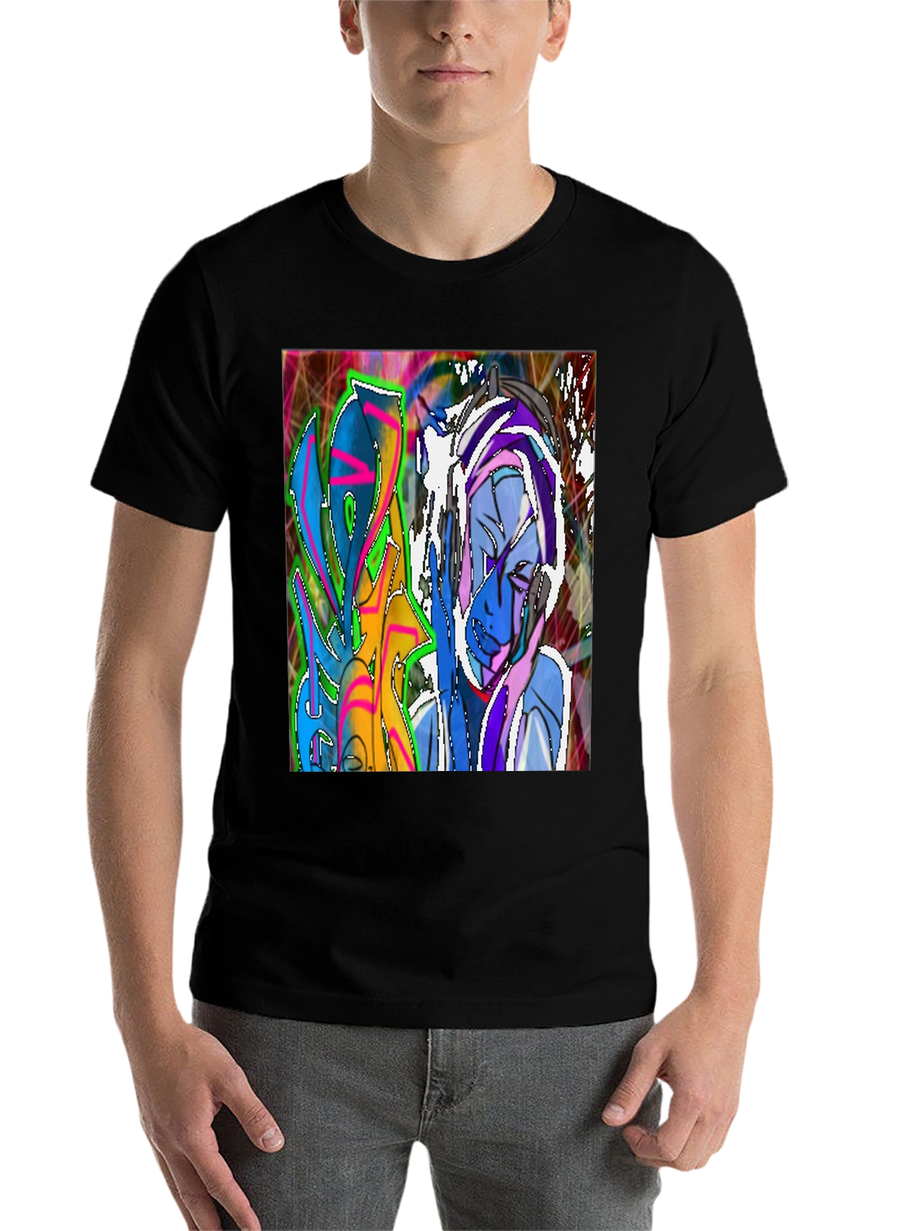 Black Abstract Graffiti Art T-Shirt - Street Style Tee view 7