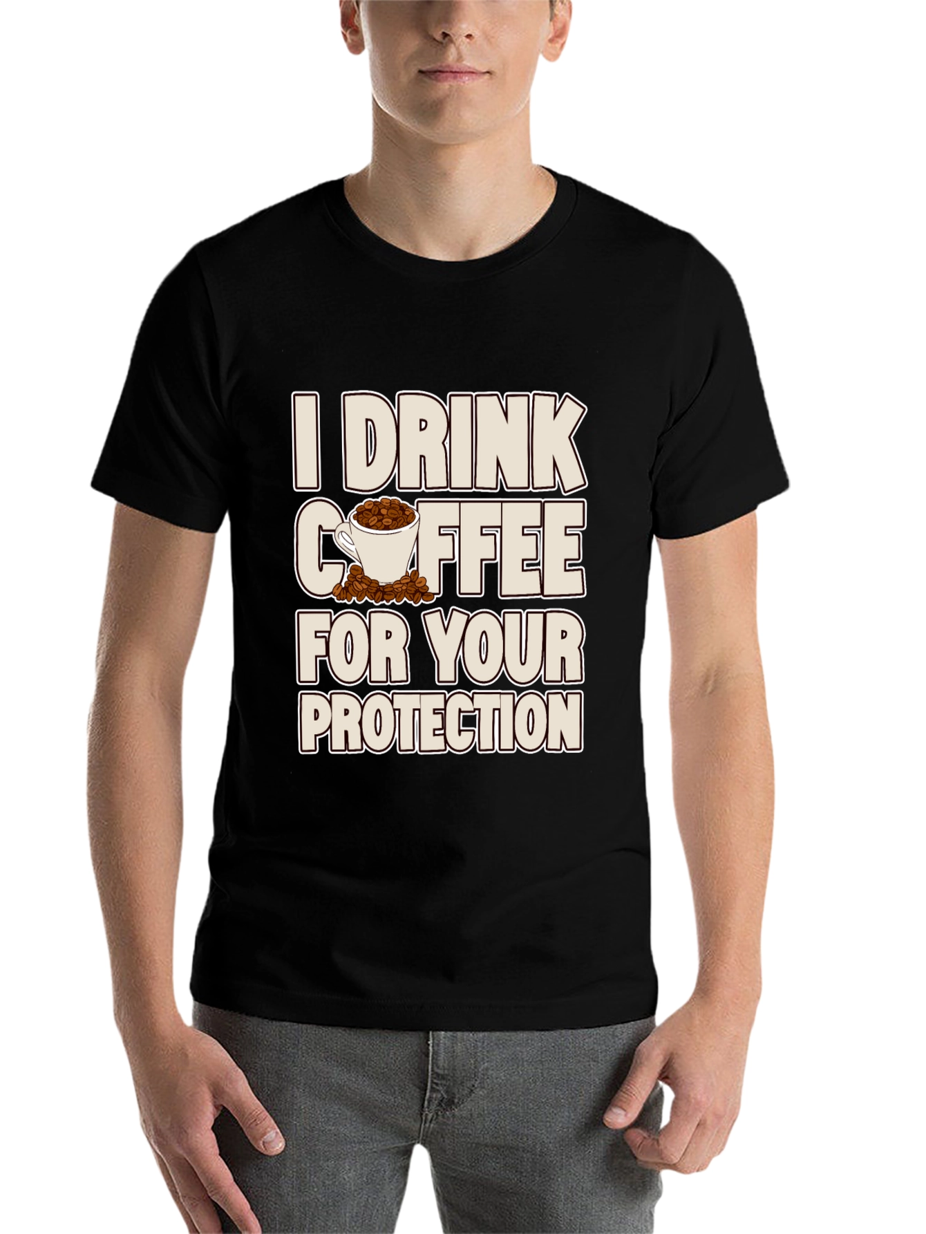 Black Coffee Protection T-Shirt - Sarcastic Graphic Tee view 7