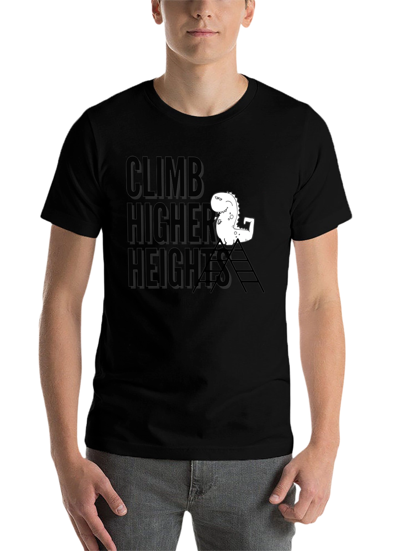 Black Climb Higher Heights Dino Graphic Tee view 7