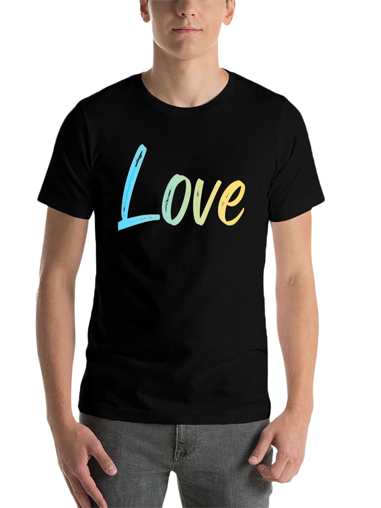 Black Love Gradient Tee - Soft Cotton Blend, Casual Style view 7